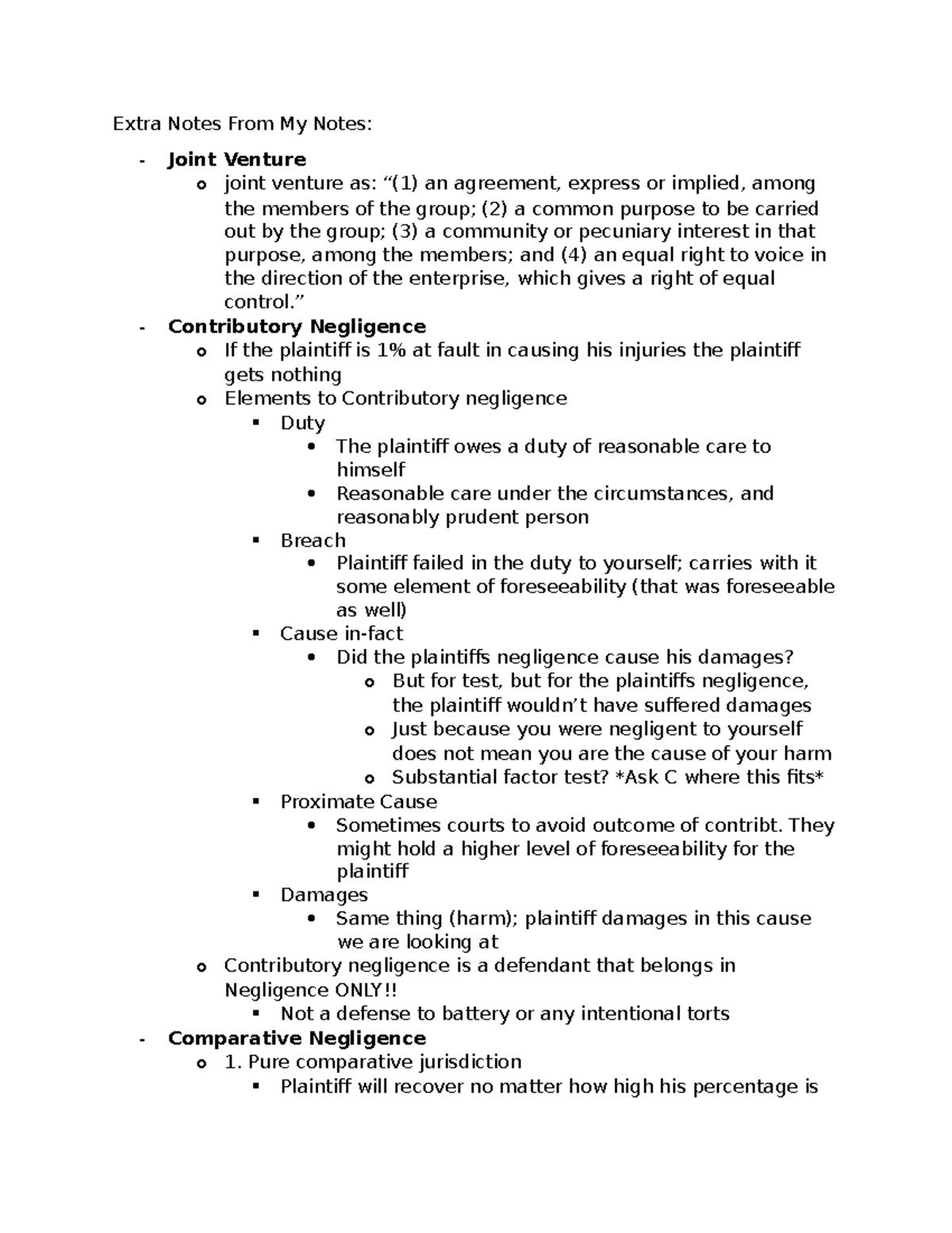 Torts 101: Final Exam Last Minute Study Notes and Key Concepts - Studocu