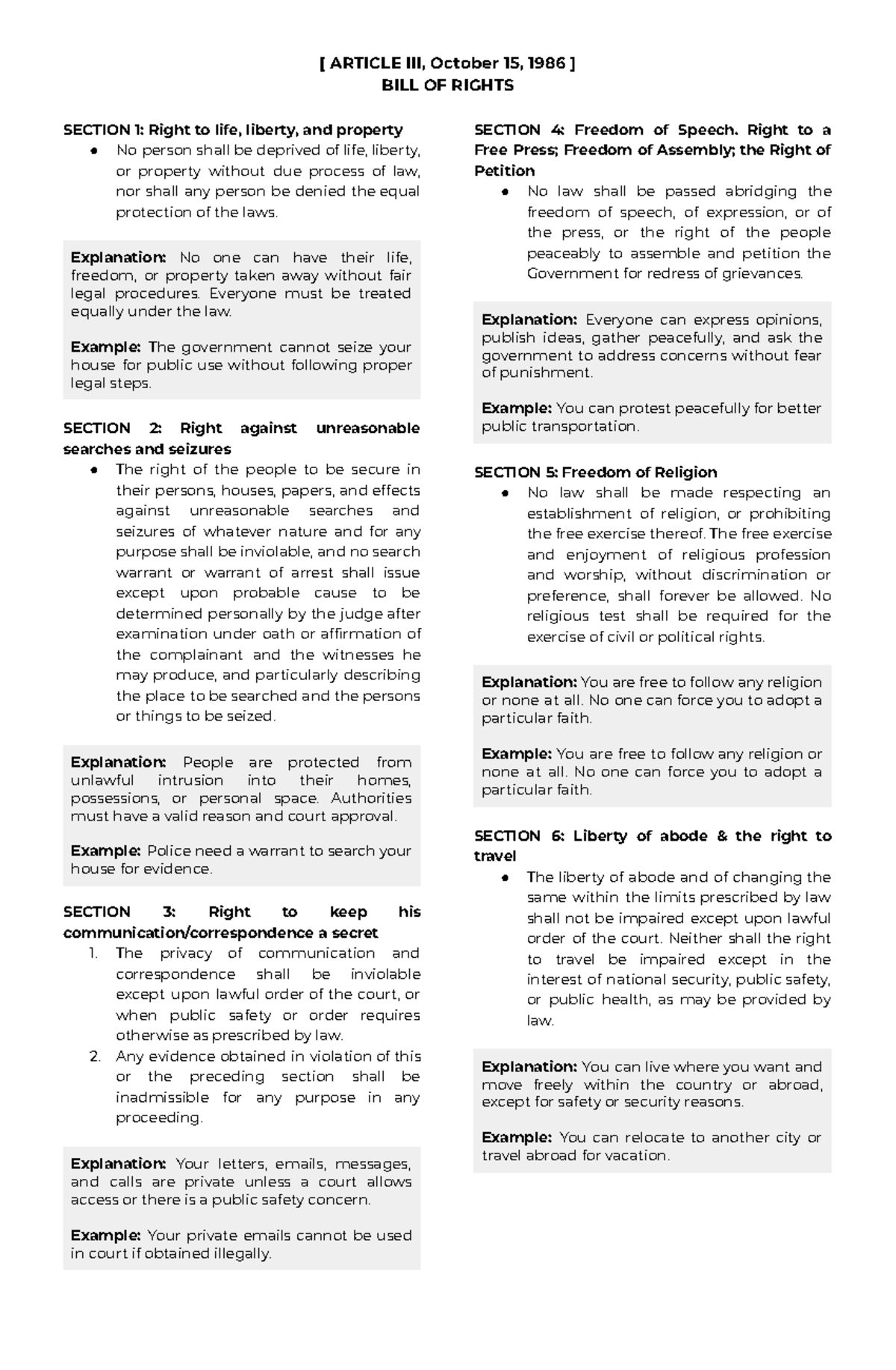 BILL OF RIGHTS Overview and Key Sections - aaaa - Studocu