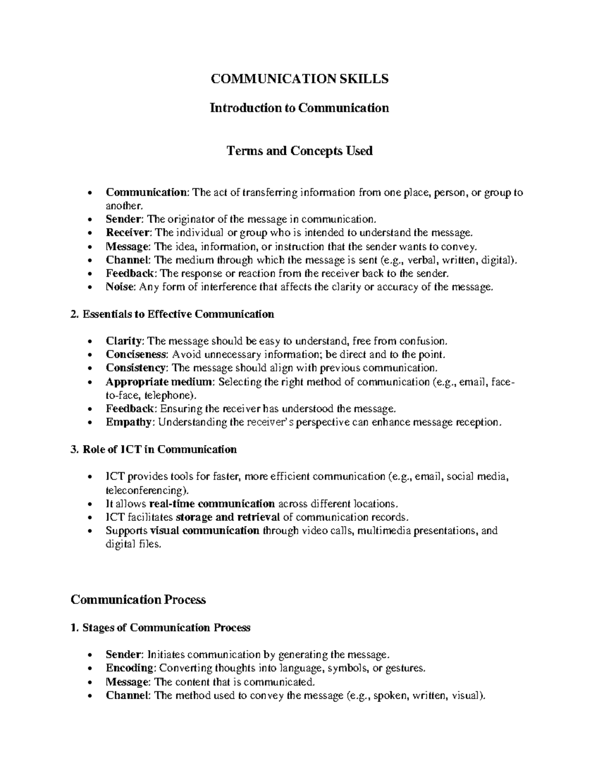 COMMUNICATION SKILLS Lesson 1: Key Terms & Concepts 2025 - Studocu