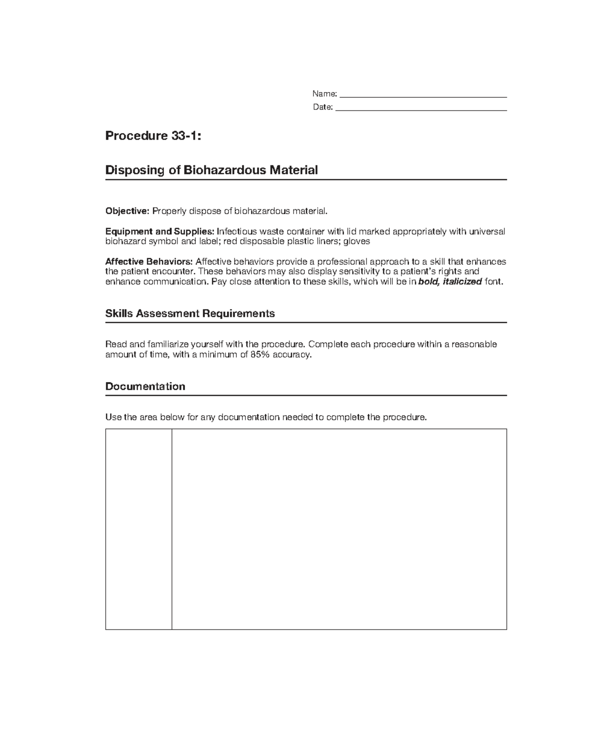 Biohazardous Material Disposal Procedure (Course Code: 33-1) - Studocu