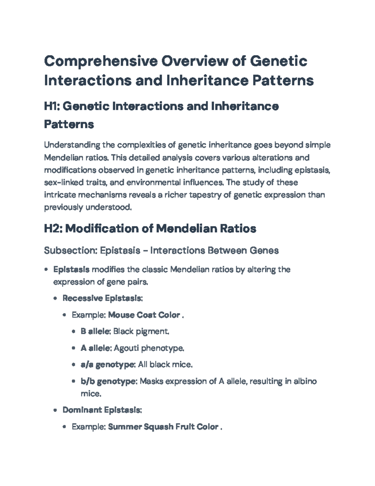 Genetic Interactions and Inheritance Patterns - Comprehensive Analysis ...