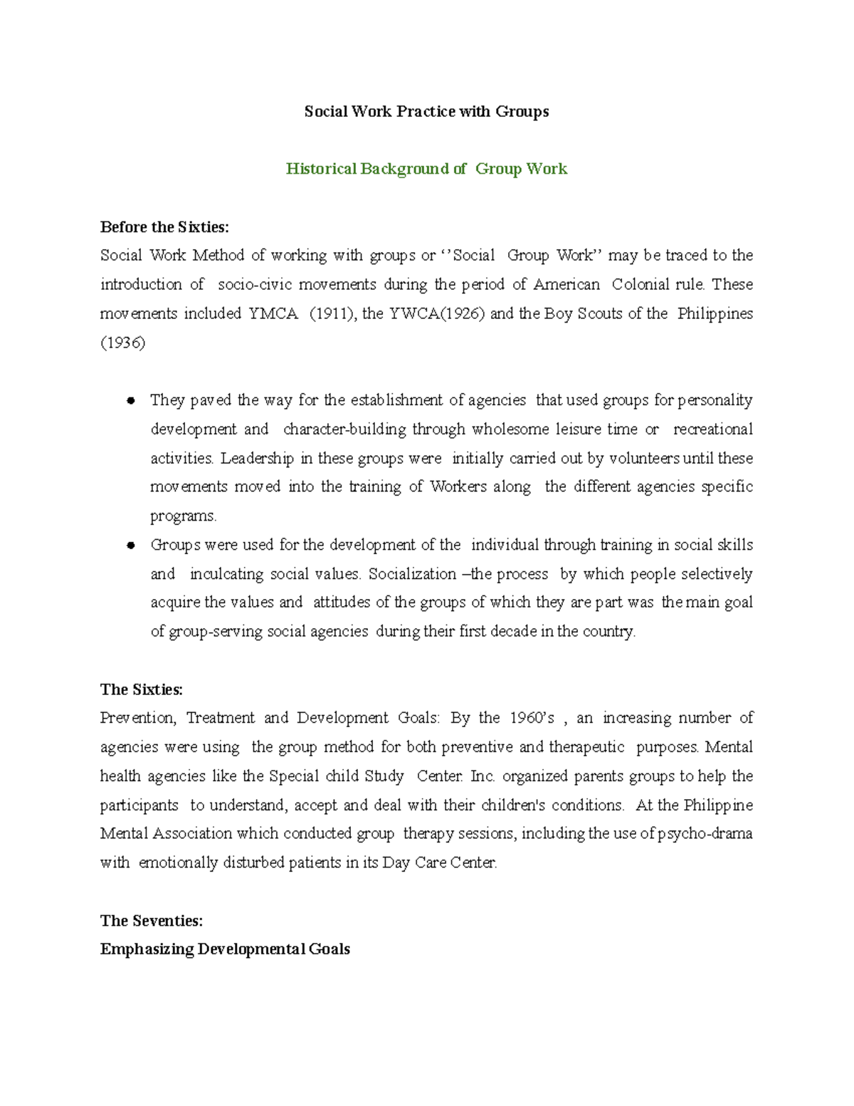 Final Exam Notes in SWP 5: Social Work Practice with Groups - Studocu