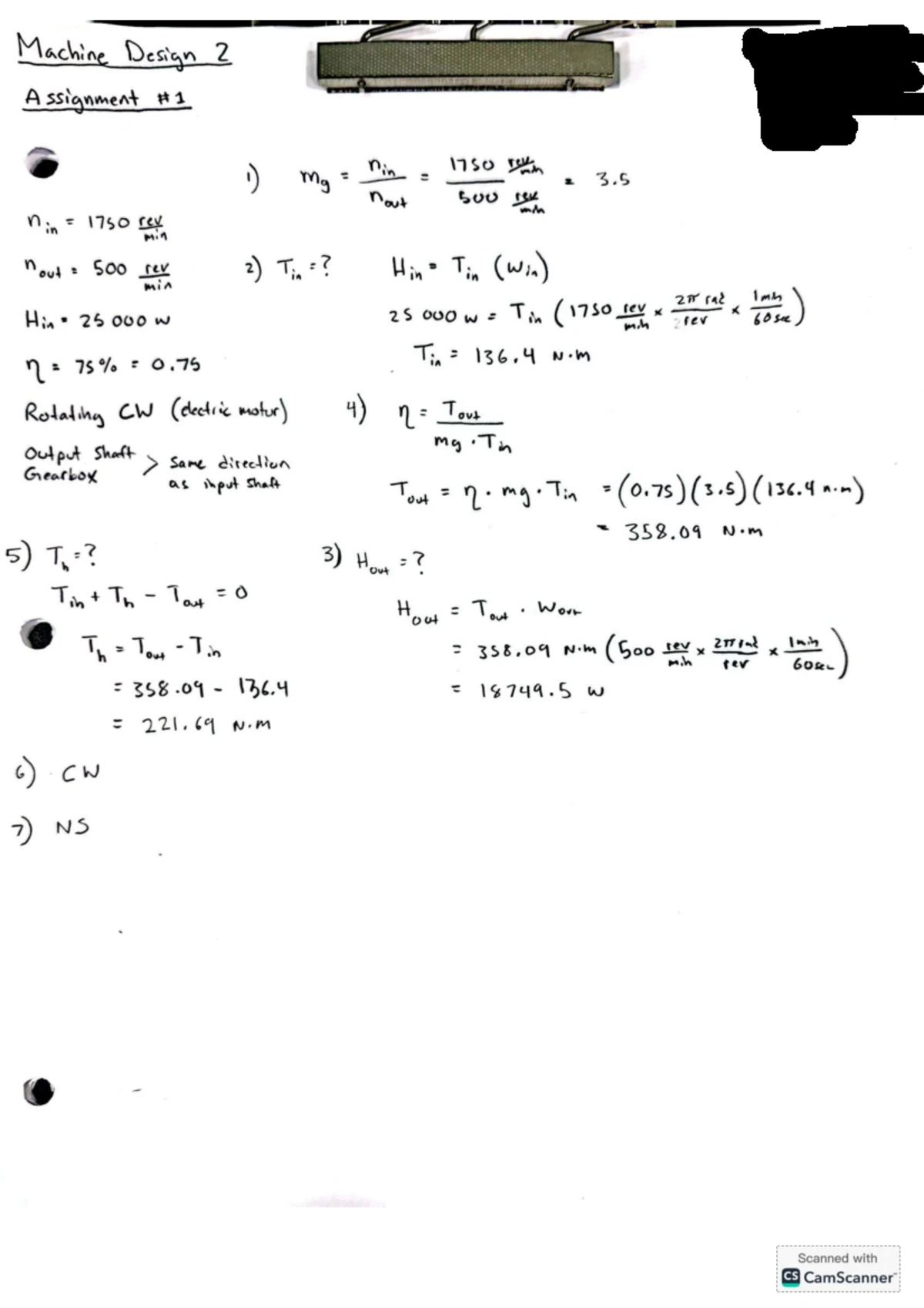 MECH4440 Machine Design 2 Assignment 1: Gear Analysis and Calculations ...