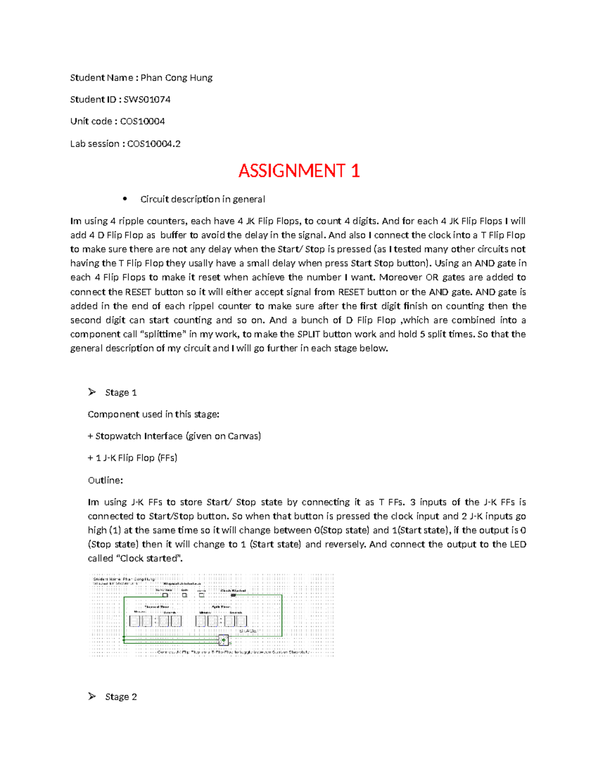 COS10004 Assignment 1 Report: Ripple Counter Circuit Design - Studocu