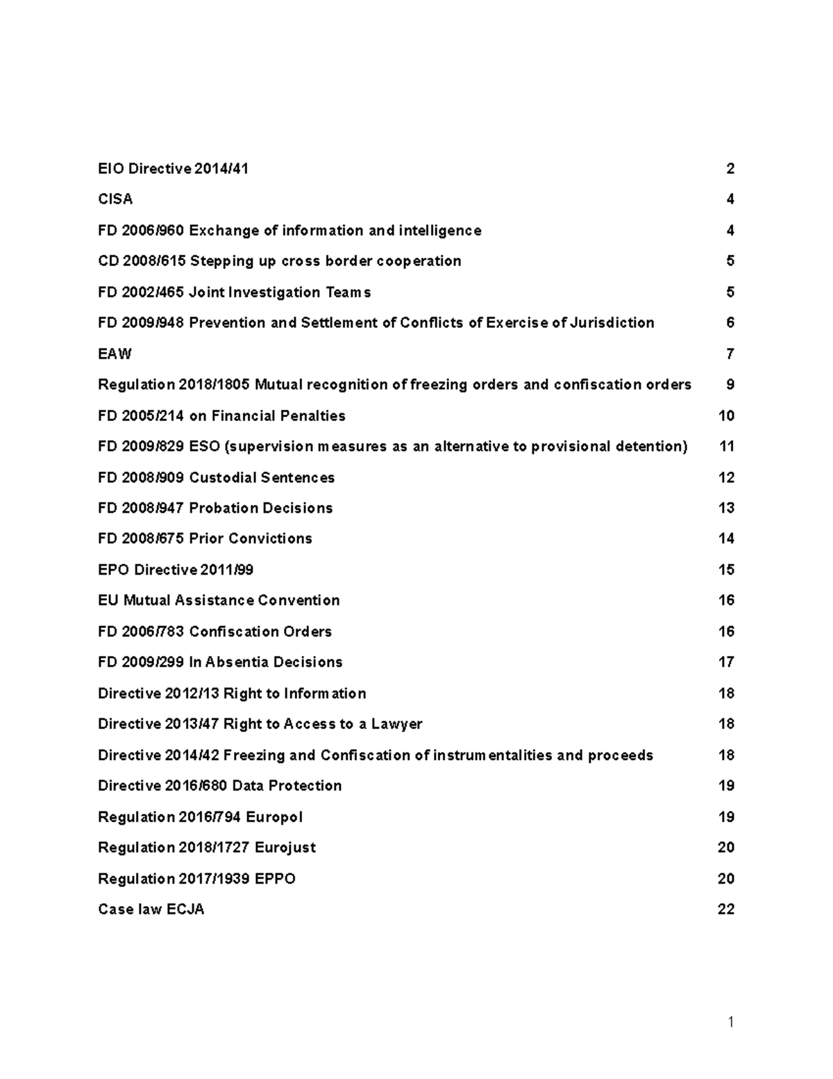 ECJA Legal Framework - Schemes and Directives Overview - Studeersnel