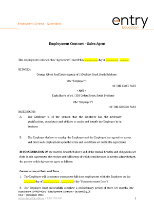 Show Doc - Employment contract - Assessment CPPREP4001 - Employment ...