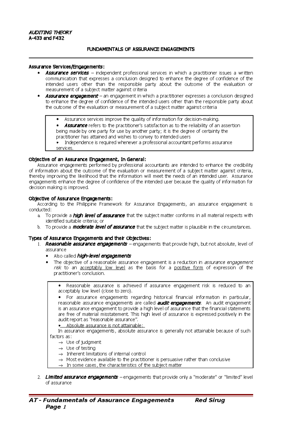 AT2 Fundamentals of Assurance Engagements: Key Concepts and Objectives ...
