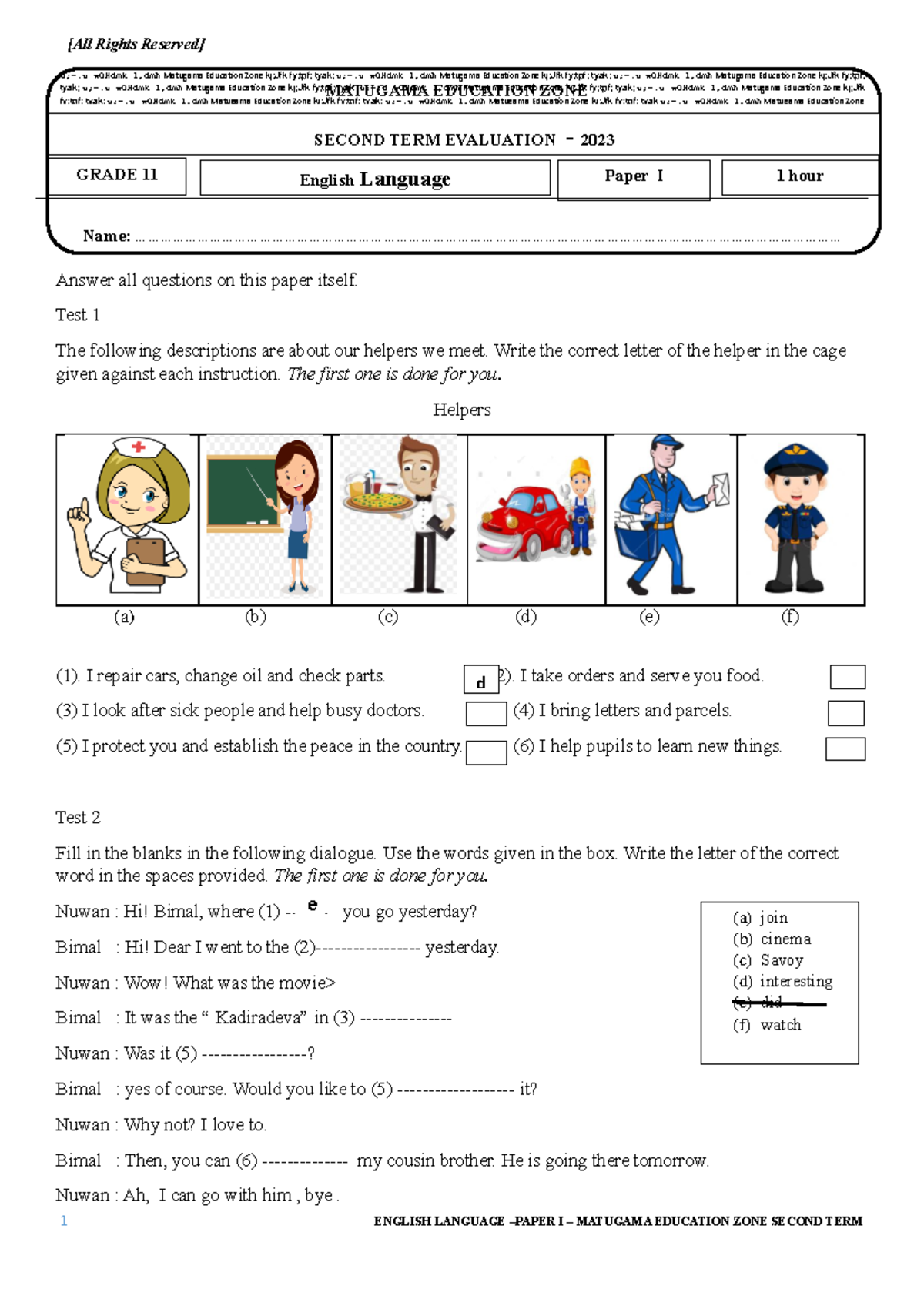 Grade 11 English Language - Paper I - Second Term Evaluation - Studocu