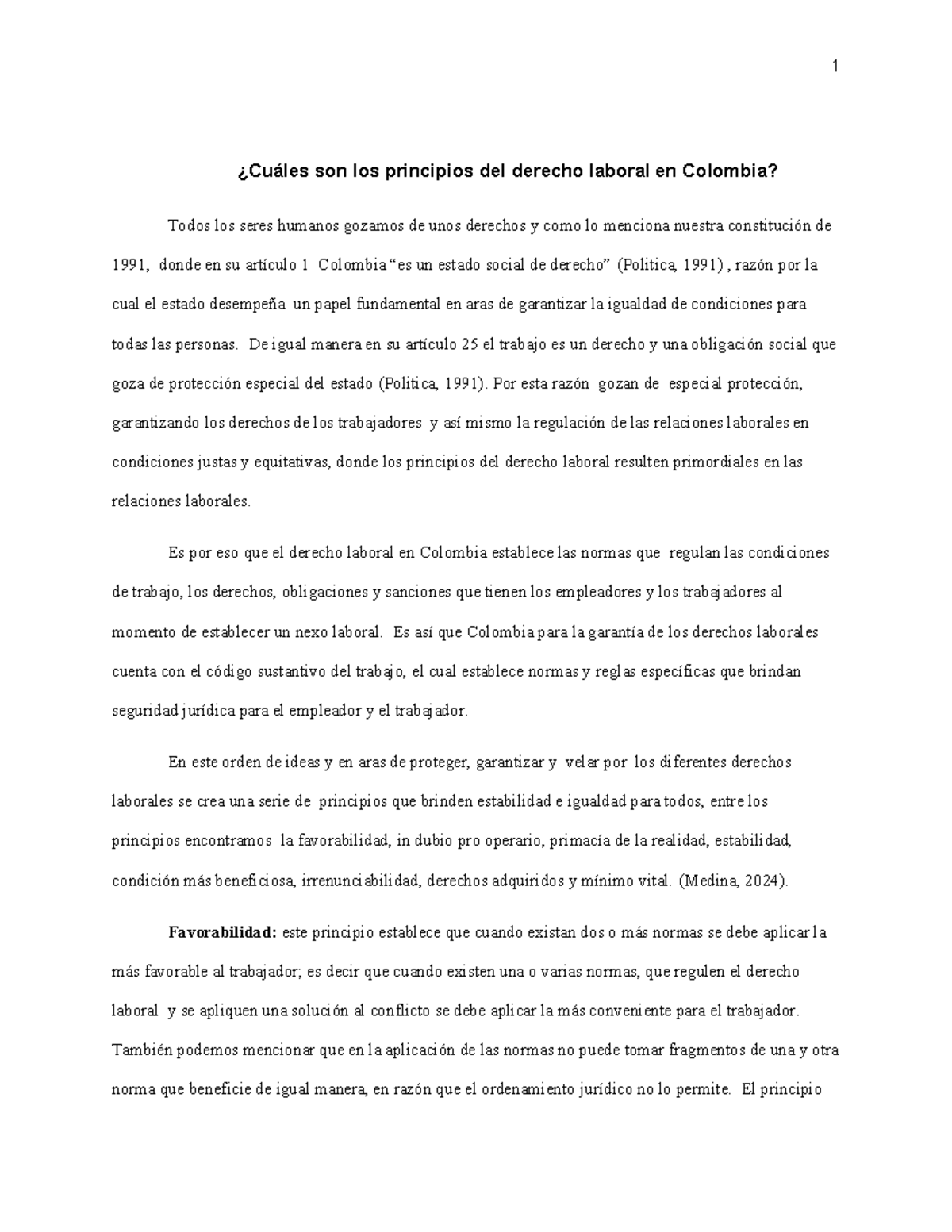 Principios del Derecho Laboral en Colombia - Curso Derecho 101 - Studocu