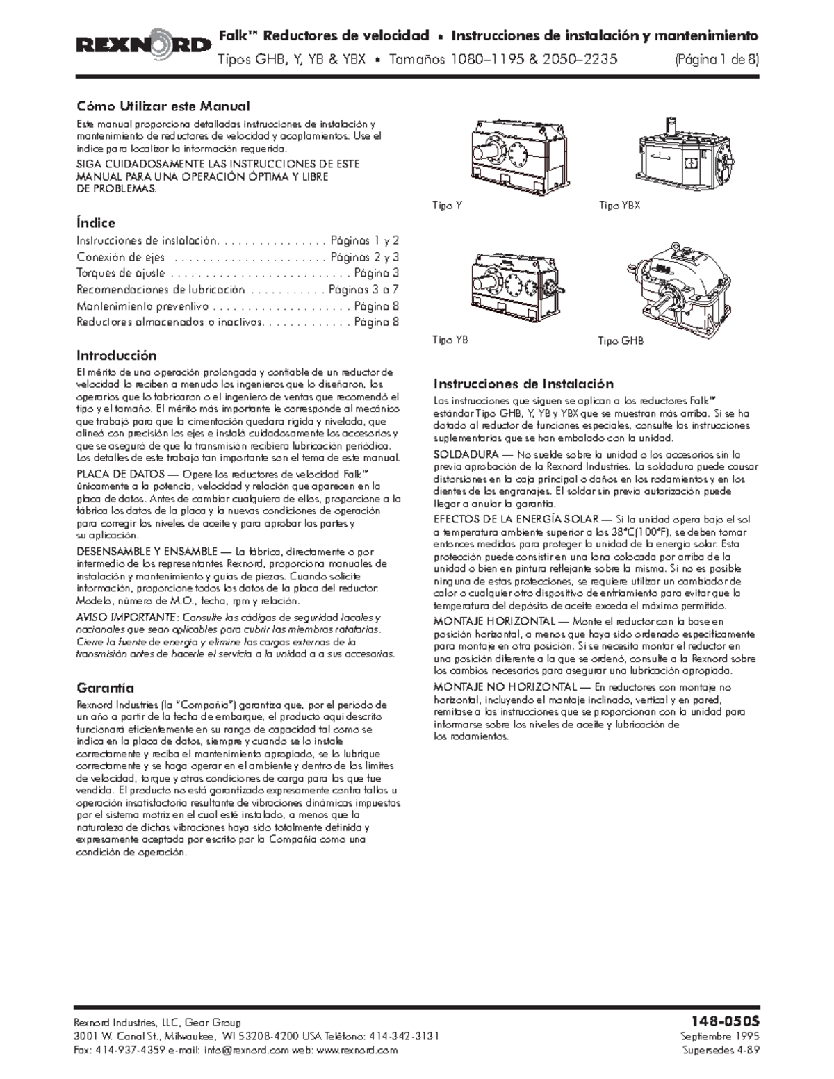 Manual de Instalación para Reductores Falk™ GHB, Y, YB & YBX 148-050S ...