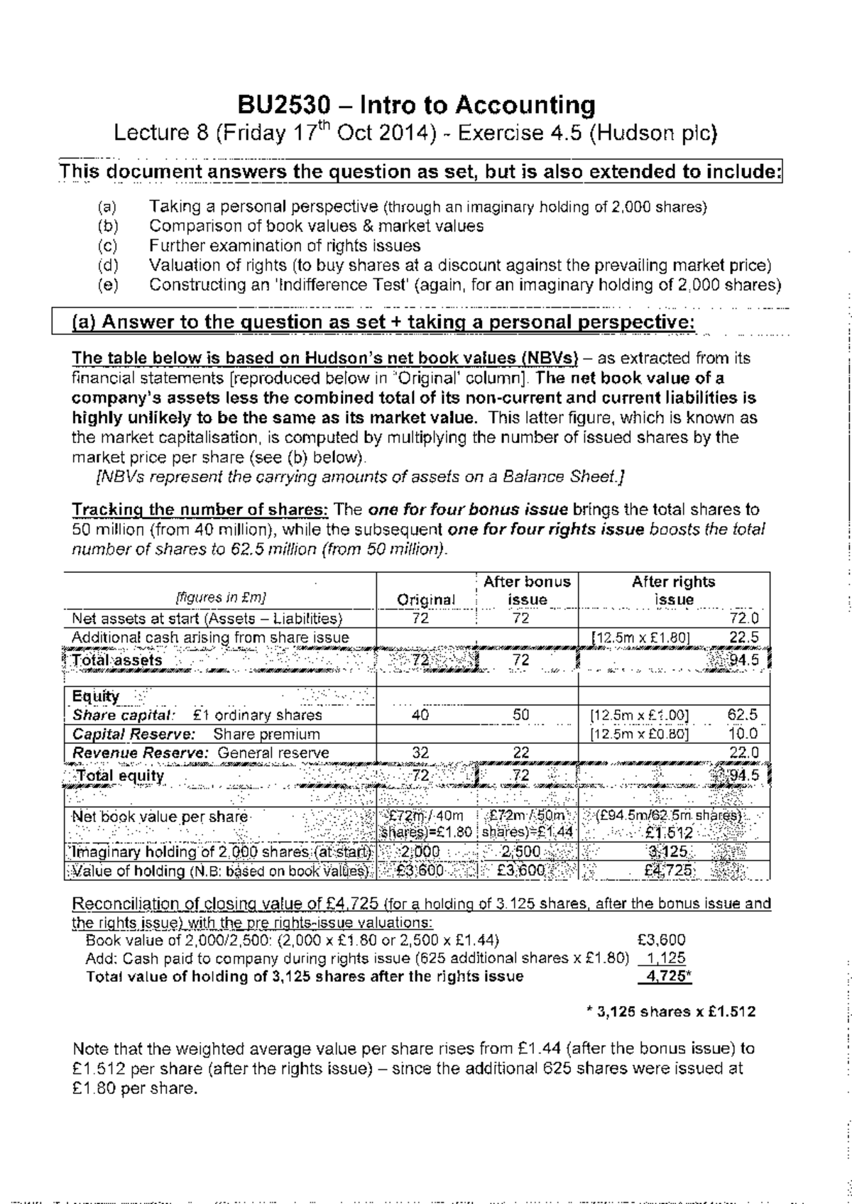 Lecture 8 - Solution Exercise 4 - Introduction to Accounting - Studocu