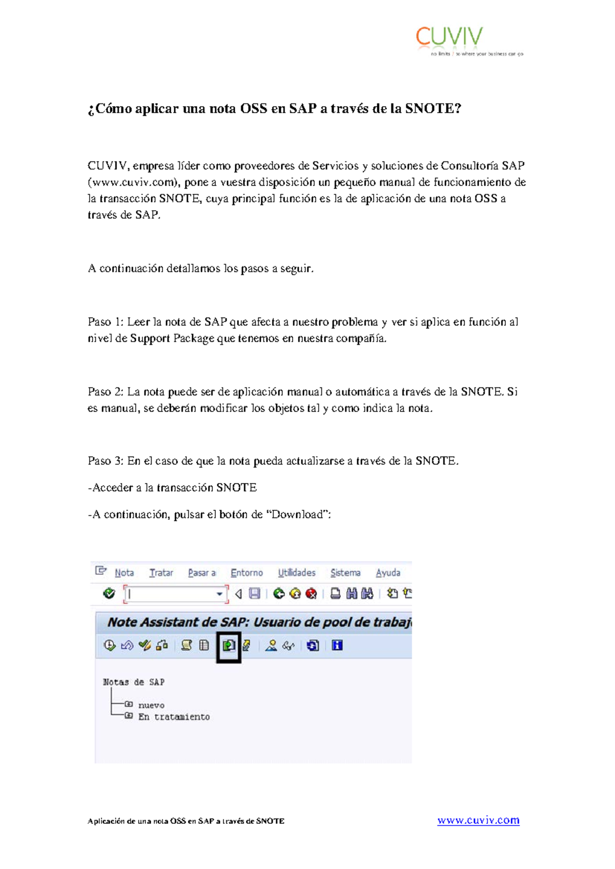 Aplicar Nota OSS en SAP a través de SNOTE: Guía Práctica - Studocu