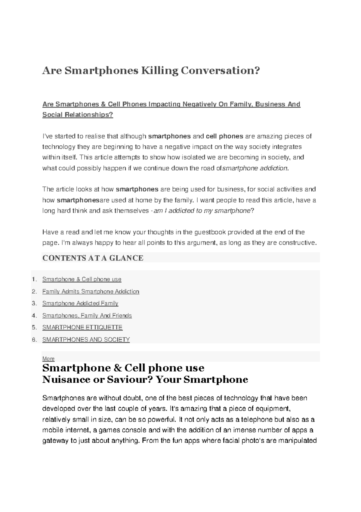 Essay - The Impact of Smartphones on Social Interactions and ...