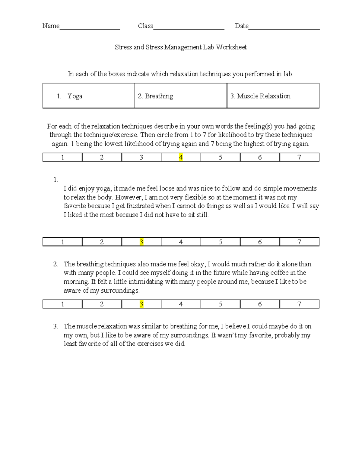 Stress and Stress Management Lab - Name_________________ Class ...