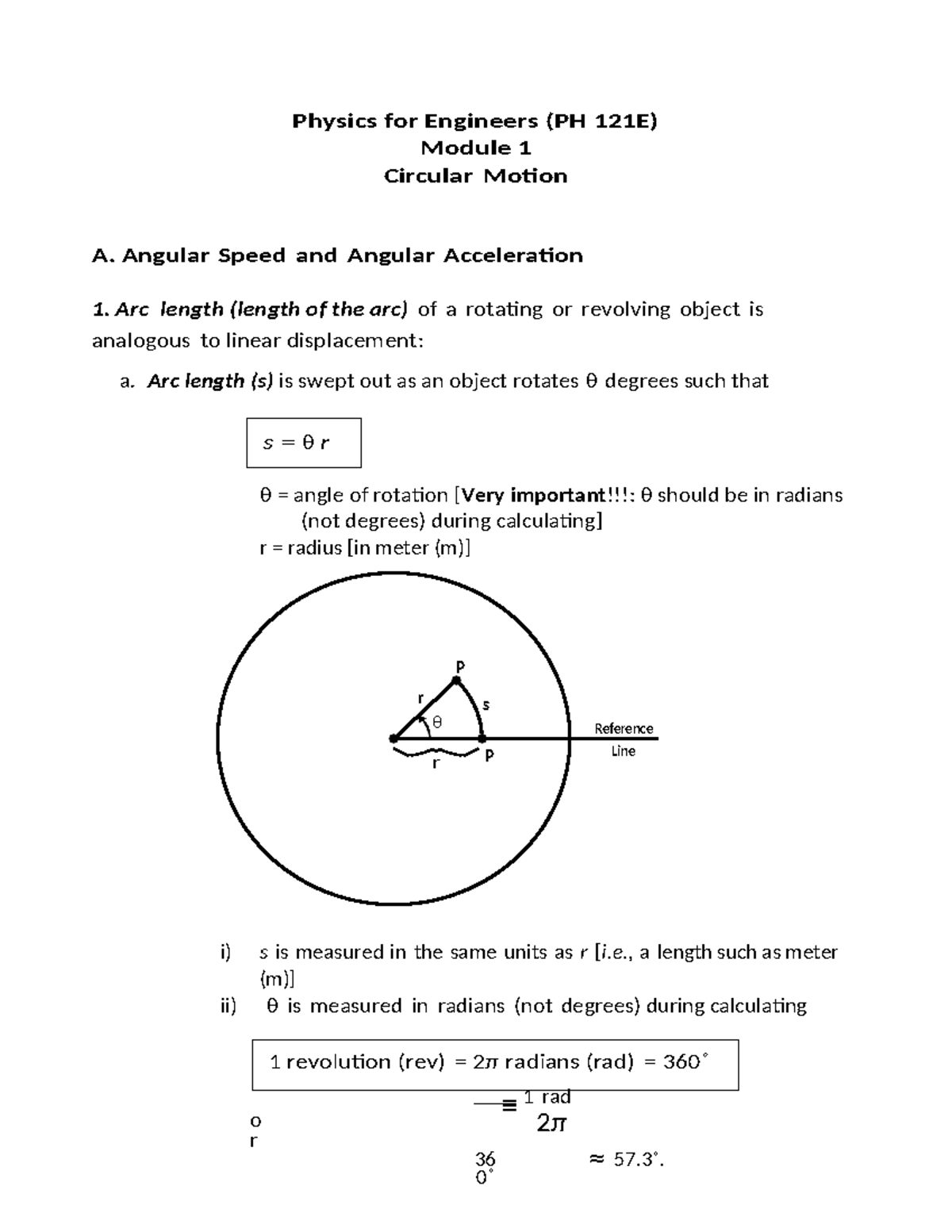 Physics Module 1 Circular Motion - Physics for Engineers (PH 121E ...