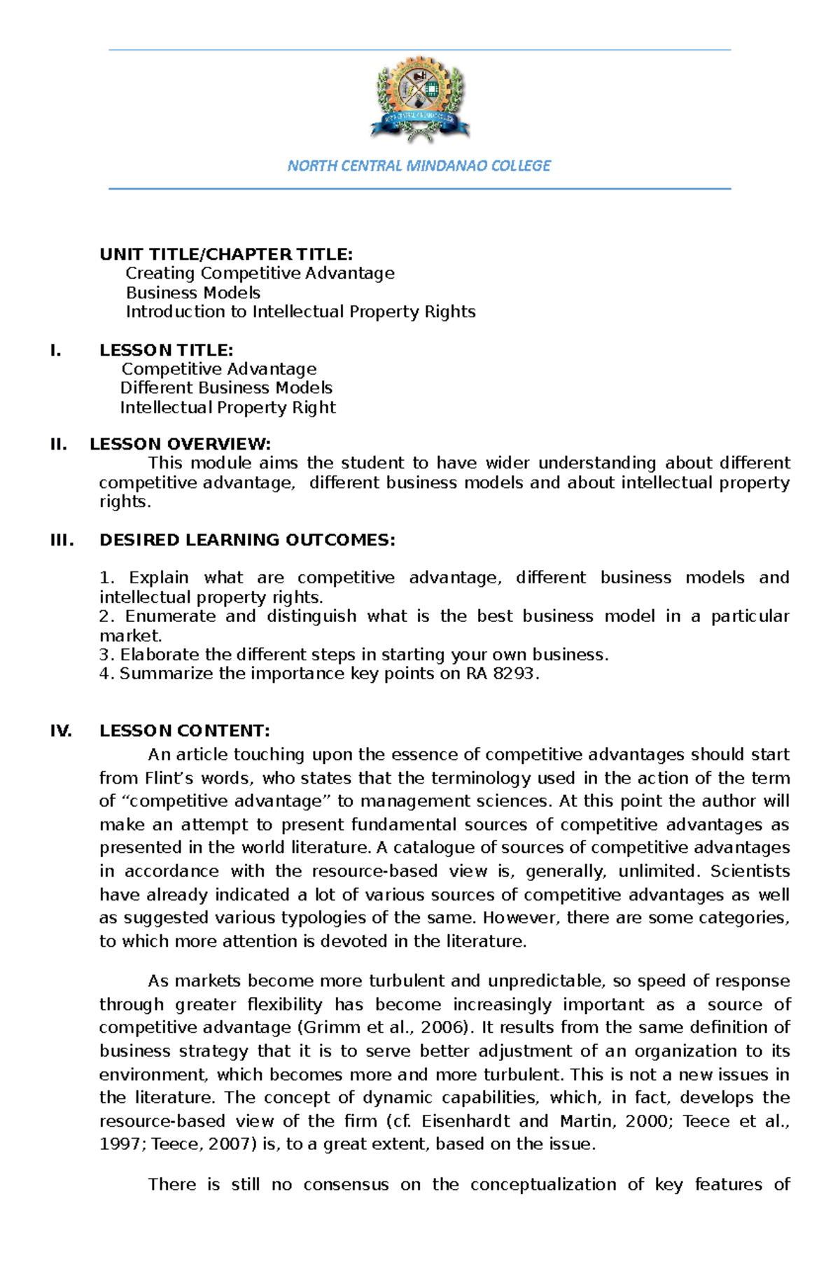 GEC 100 Final Exam Study Guide: Competitive Advantage & Business Models ...