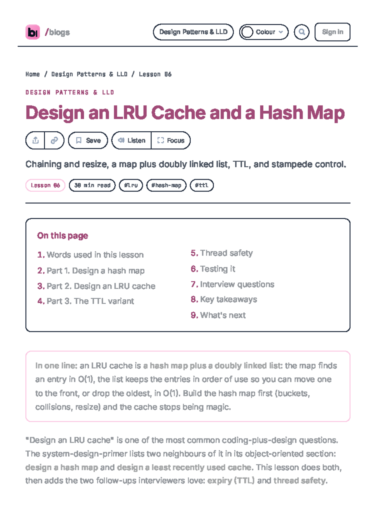 Design Patterns LLD: LRU Cache & Hash Map Overview - Studocu