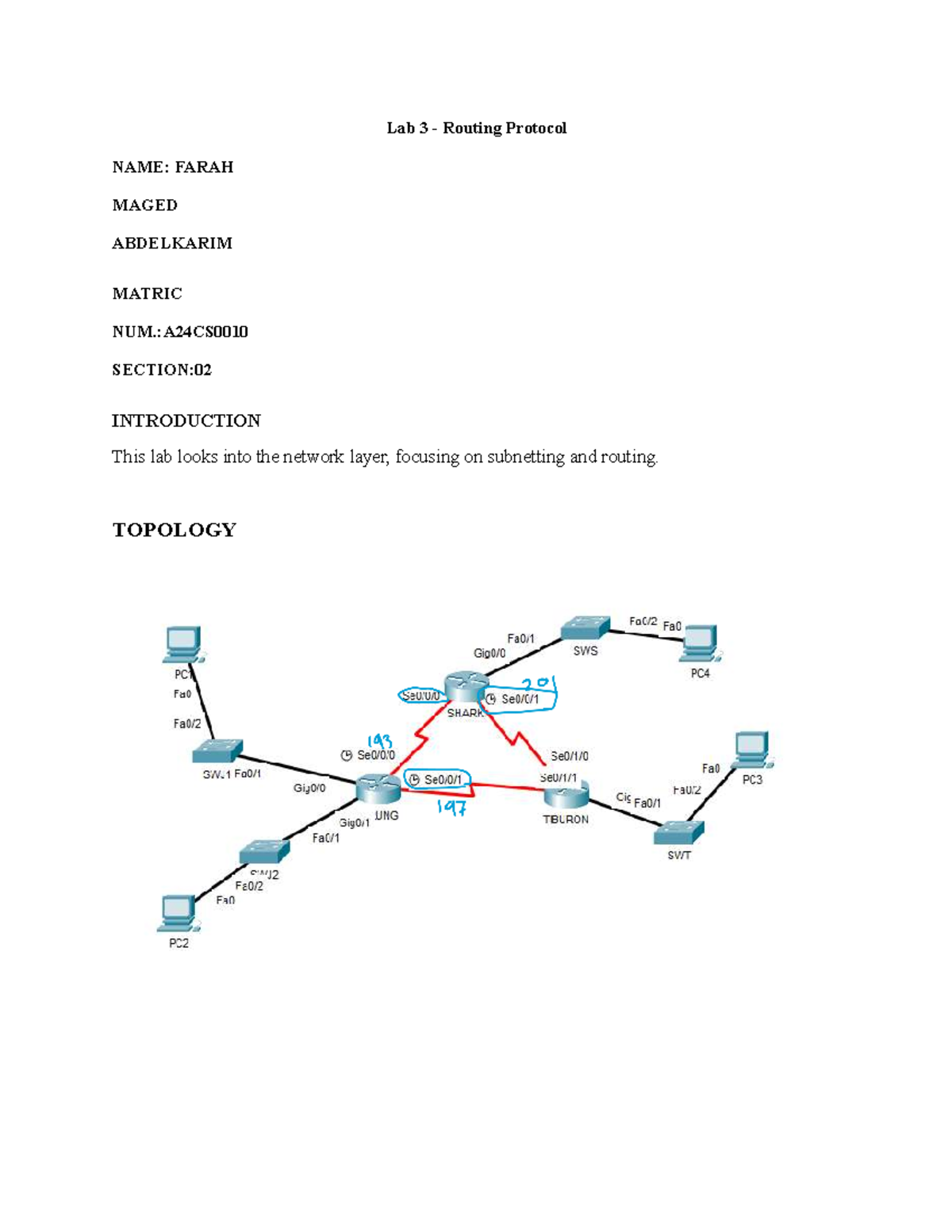LAB 03 NC SCSR1213 - Routing Protocols and Subnetting Analysis - Studocu