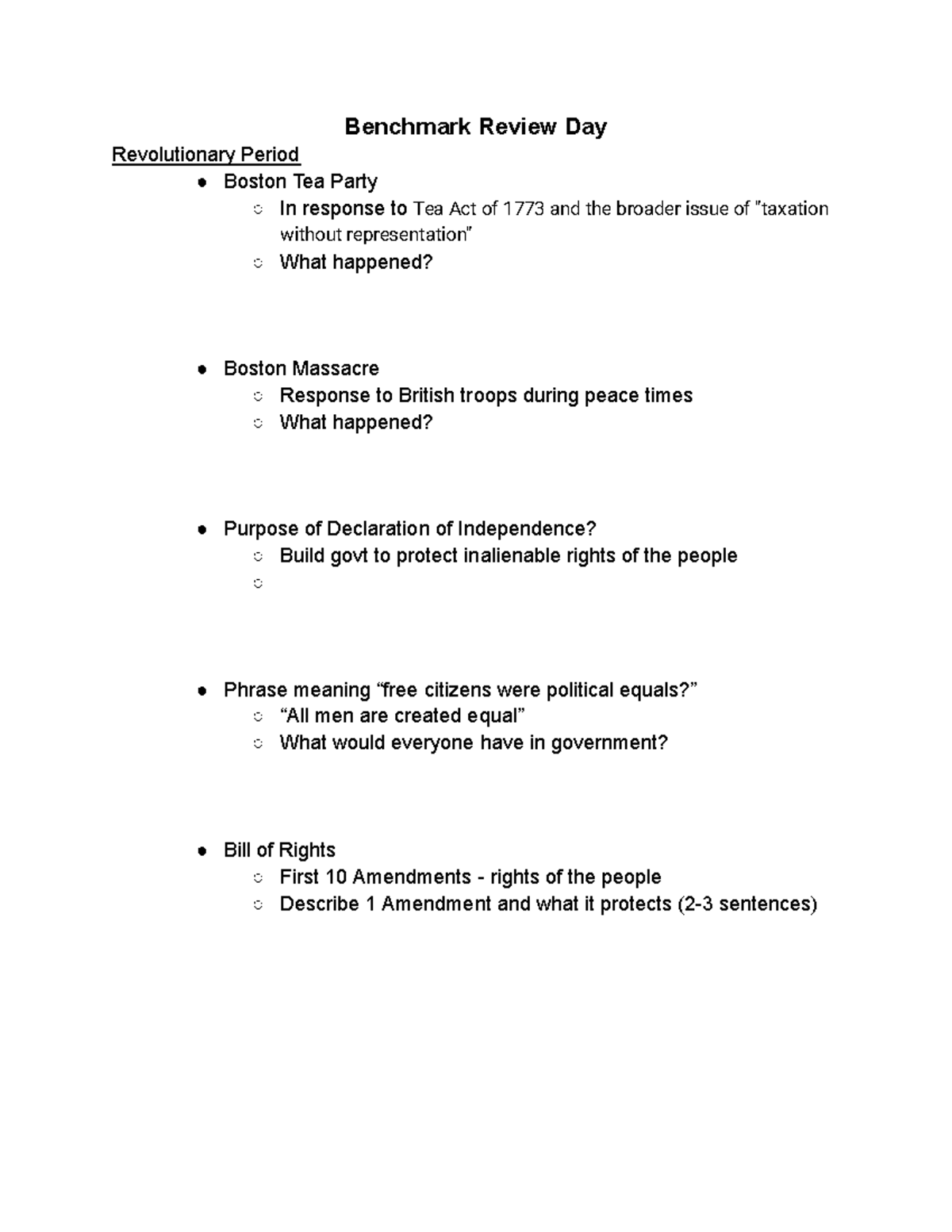 US History Review: Key Concepts from Rev. Period to Recon. - Studocu