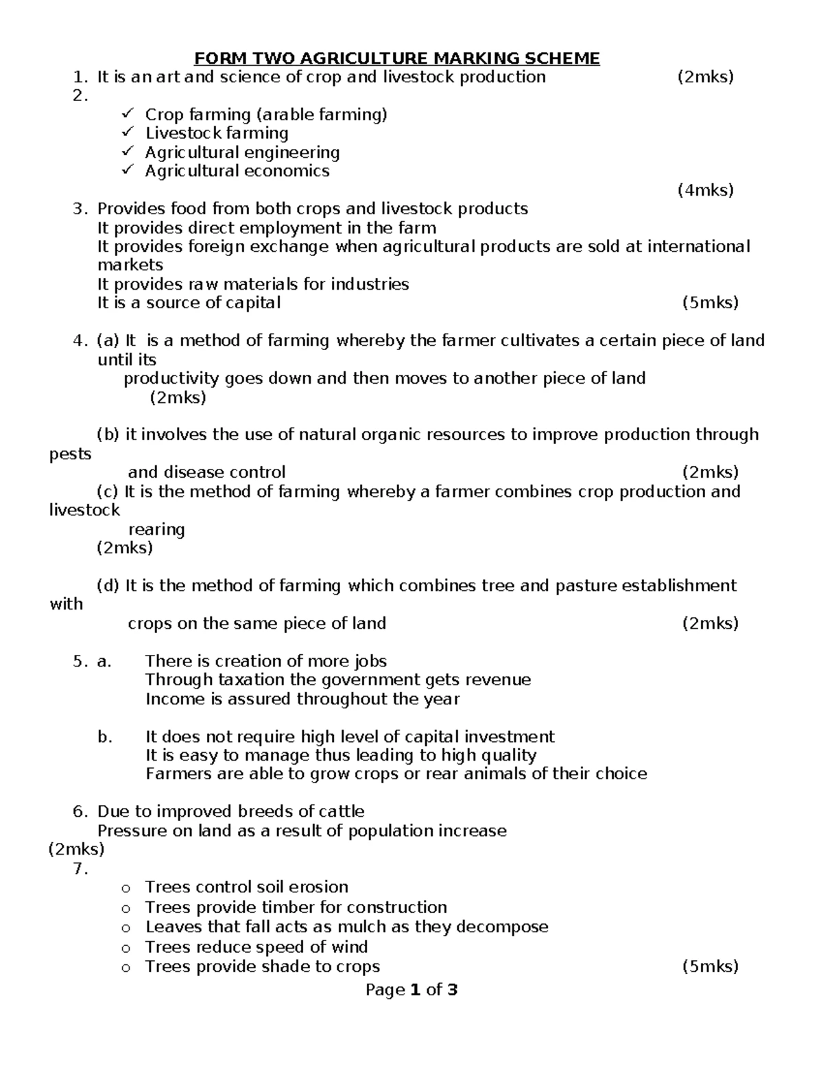 2013 KCSE Agriculture (443) Paper 1 & 2 Revision Questions - Studocu