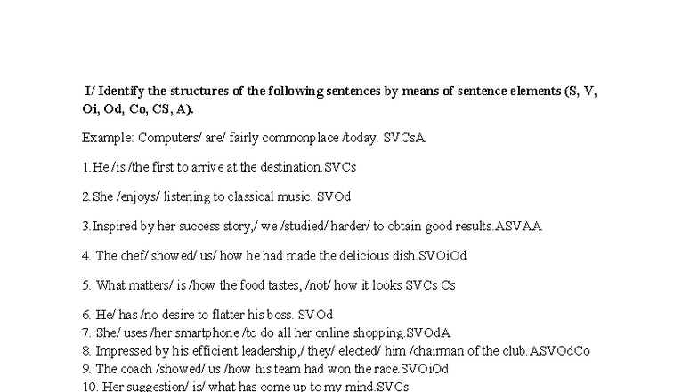 ÔN TẬP NGỮ PHÁP NÂNG CAO - Sentence Structure Analysis - Studocu