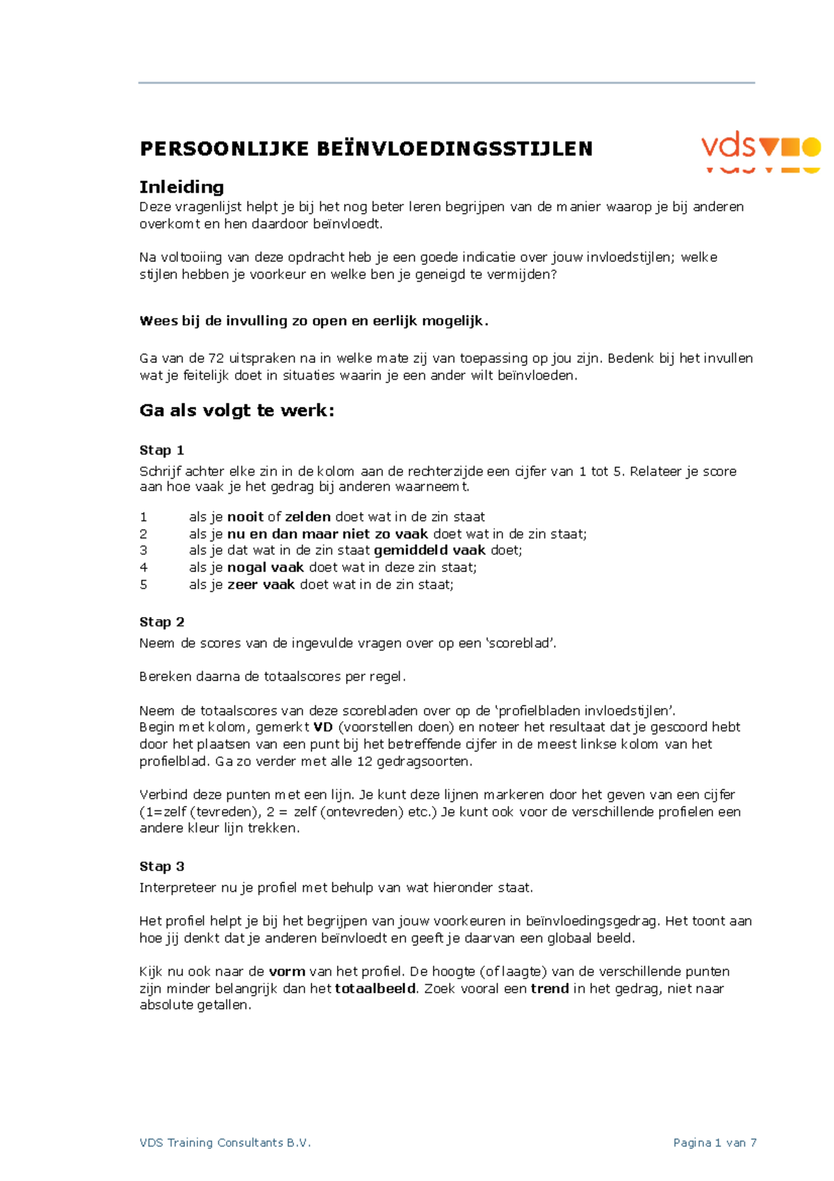Zelftest Beïnvloedingsstijlen volgens het Invloedsmodel - Persoonlijk ...