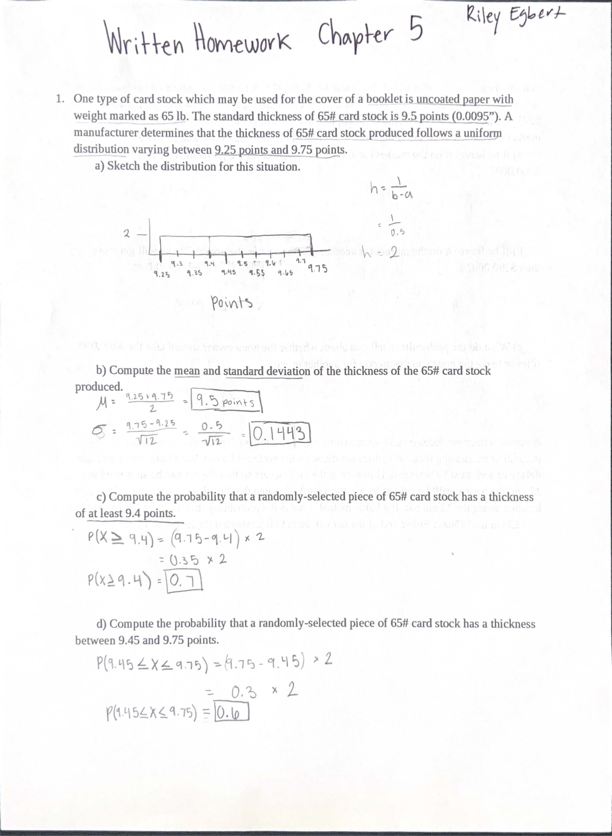 Written Homework: Chapter 5 - Card Stock Thickness Analysis - Studocu