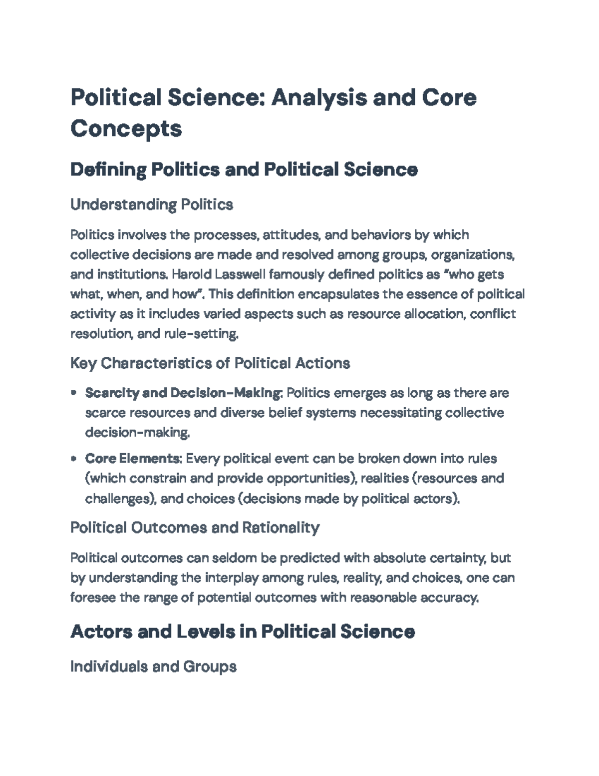 Political Science: Analysis of Core Concepts and Contemporary Dynamics ...