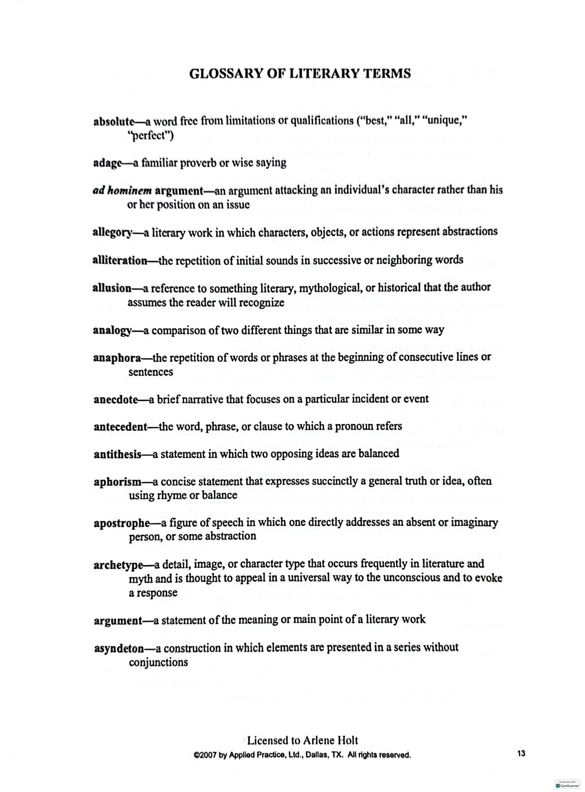 GLOSSARY OF LITERARY TERMS (ENG 101) - Key Concepts Explained - Studocu