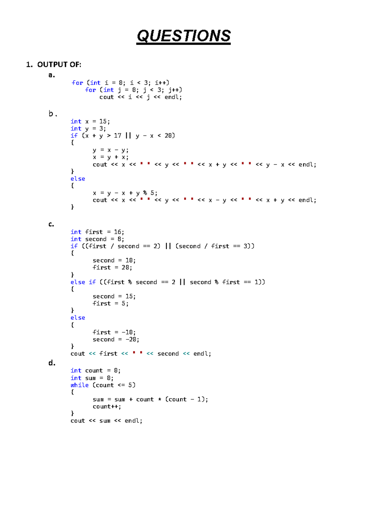 PF Programming Fundamentals Q & A Solutions: Code Exercises and ...