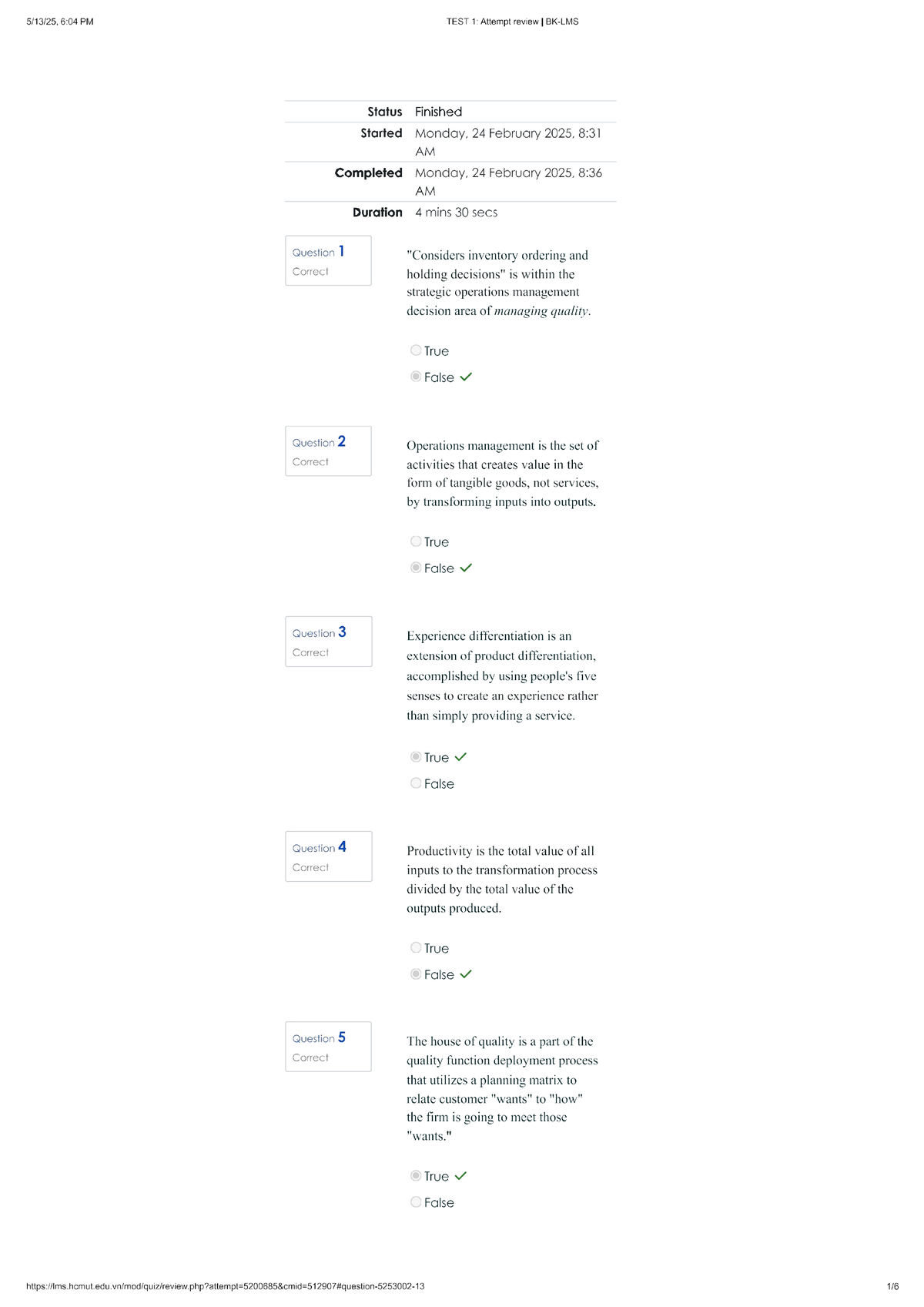 Test 1 Review: Strategic Operations Management Concepts and Questions ...