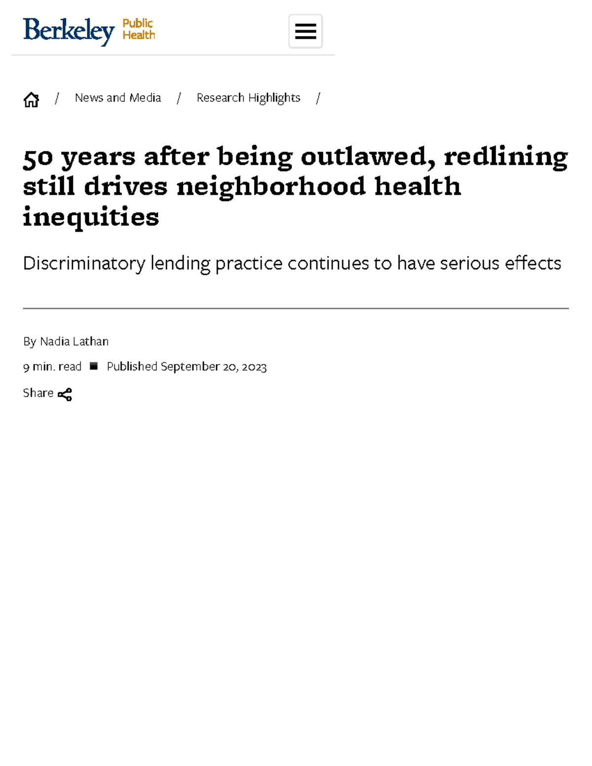 Impact of Redlining on Health Disparities: UC Berkeley Public Health ...