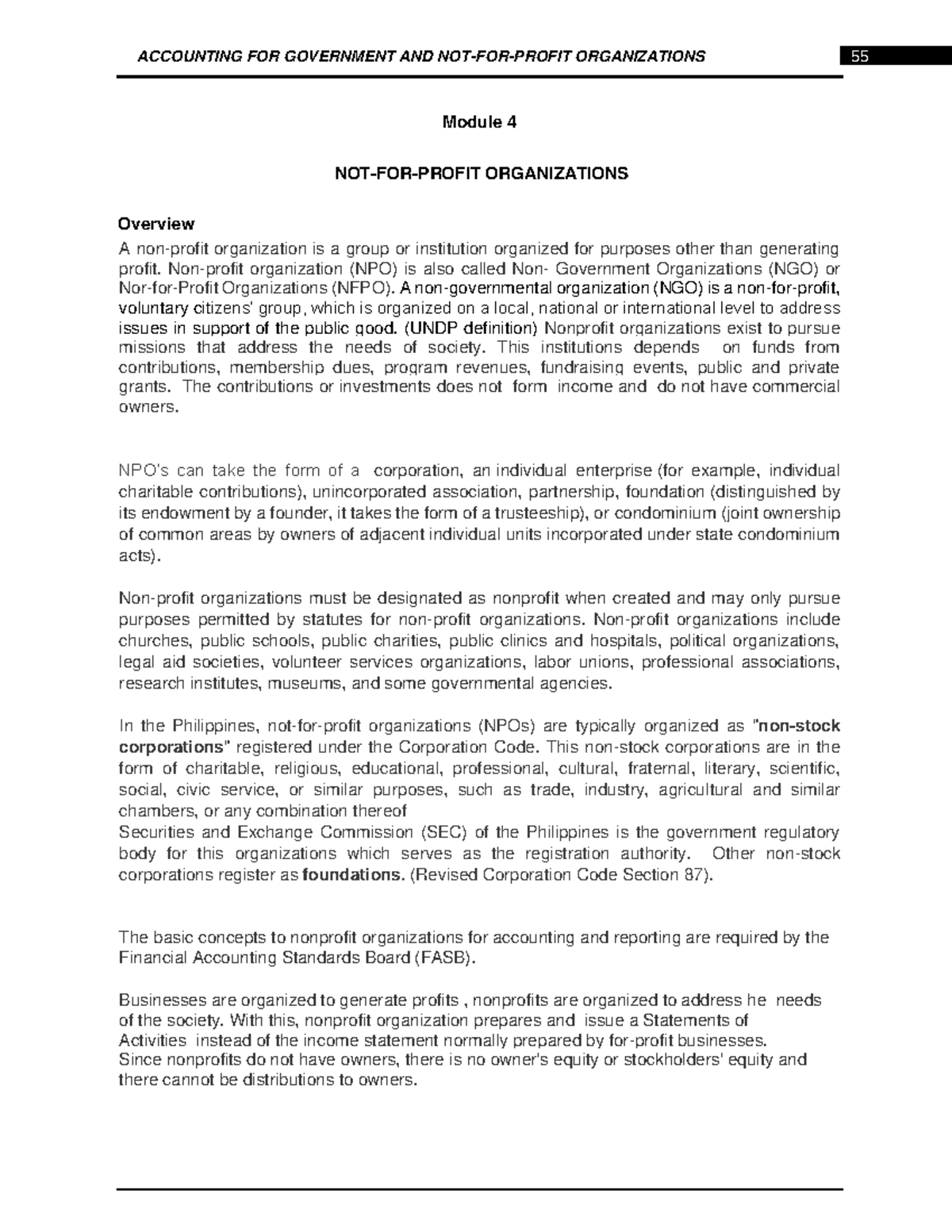 IM-ACCO-30033-Accounting for Government and NPO Module 4 Overview - Studocu