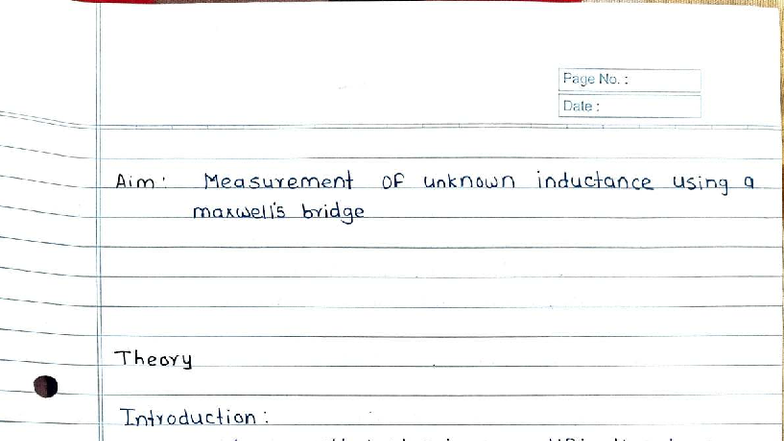 EMI Practical Manual: Measurement of Unknown Inductance Using Maxwell's ...