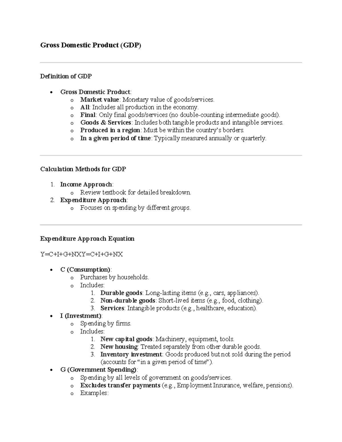 Chapter 4 - ch 4 - Gross Domestic Product (GDP) Definition of GDP ...