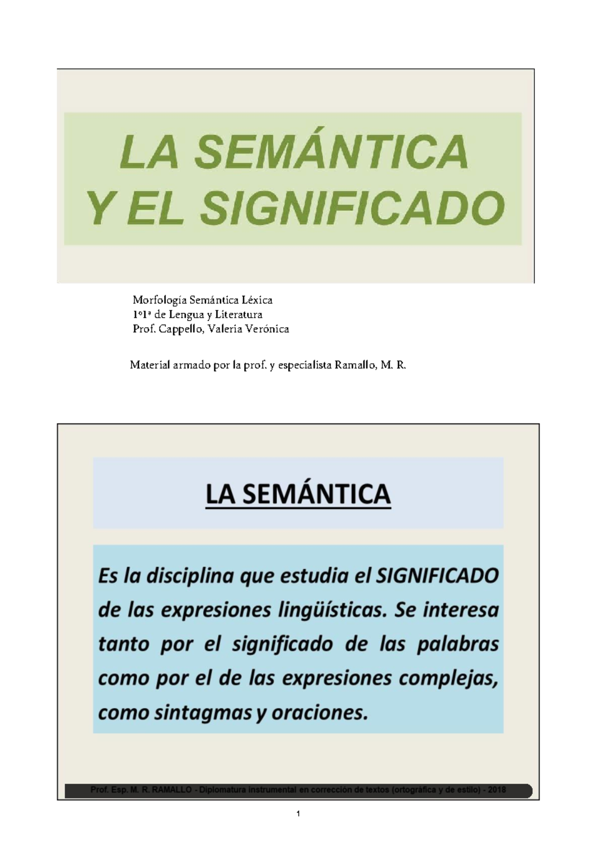 Semantica Y Significado - Semántica - Morfología Semántica Léxica 1º1ª ...