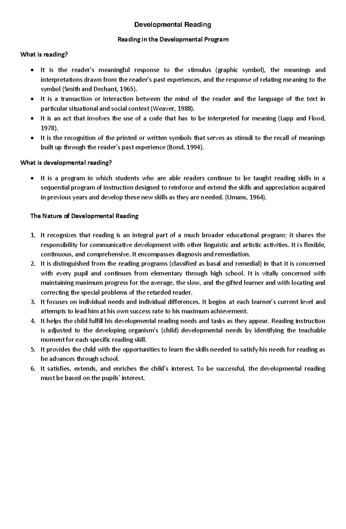 Review notes - For LET - Developmental Reading Reading in the ...