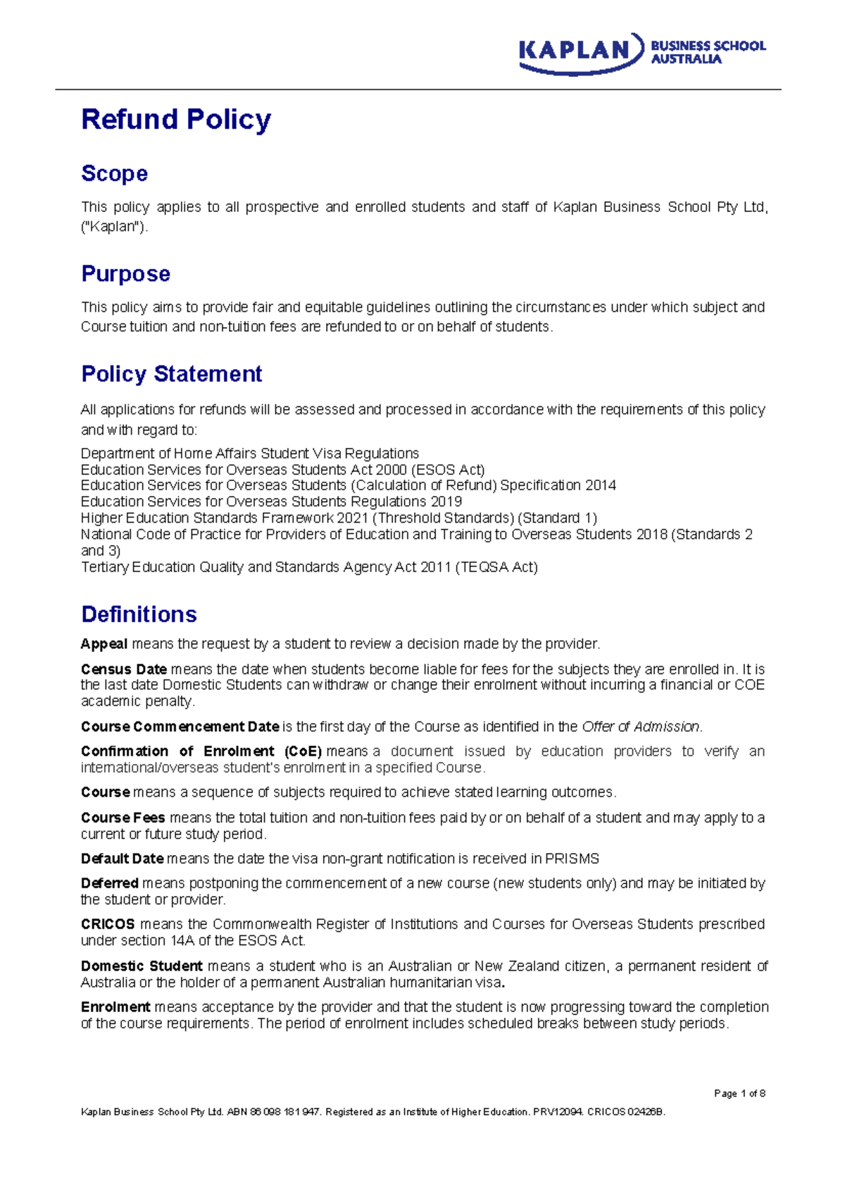 KBS Refund Policy Overview and Guidelines for Students - Studocu