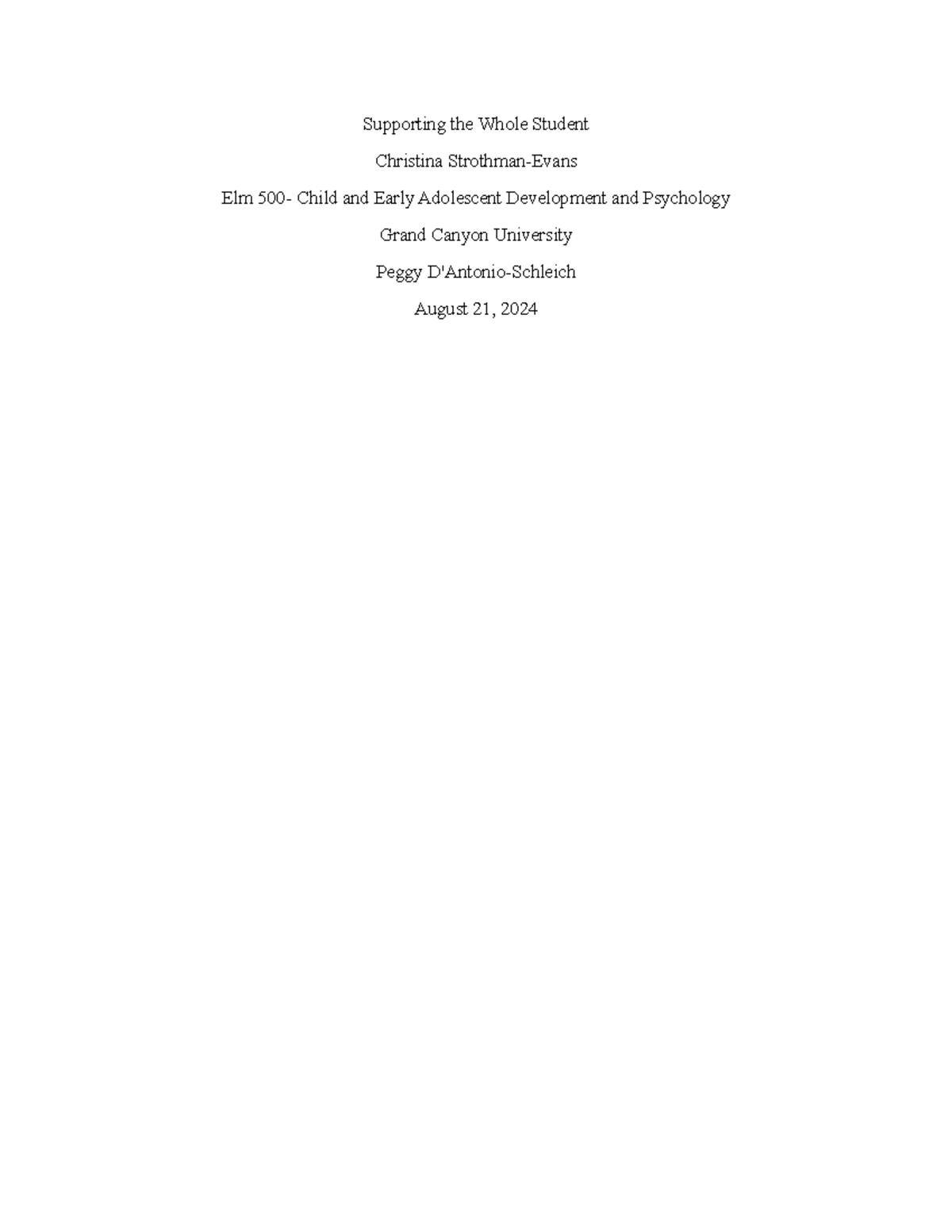 Assignment 4 ELM 500: Understanding Child Language Development - Studocu
