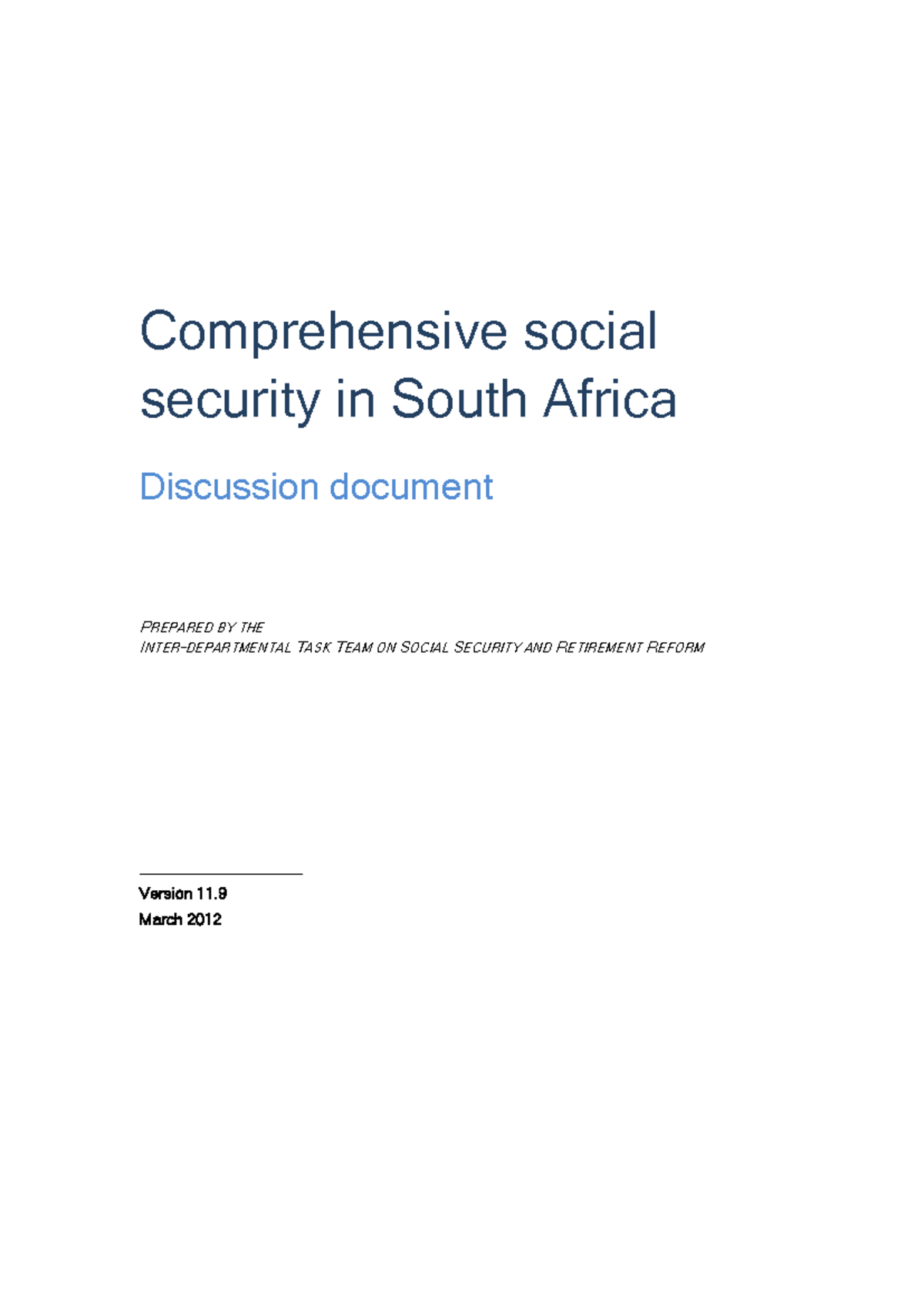 Comprehensive Social Security in South Africa - Discussion Document ...