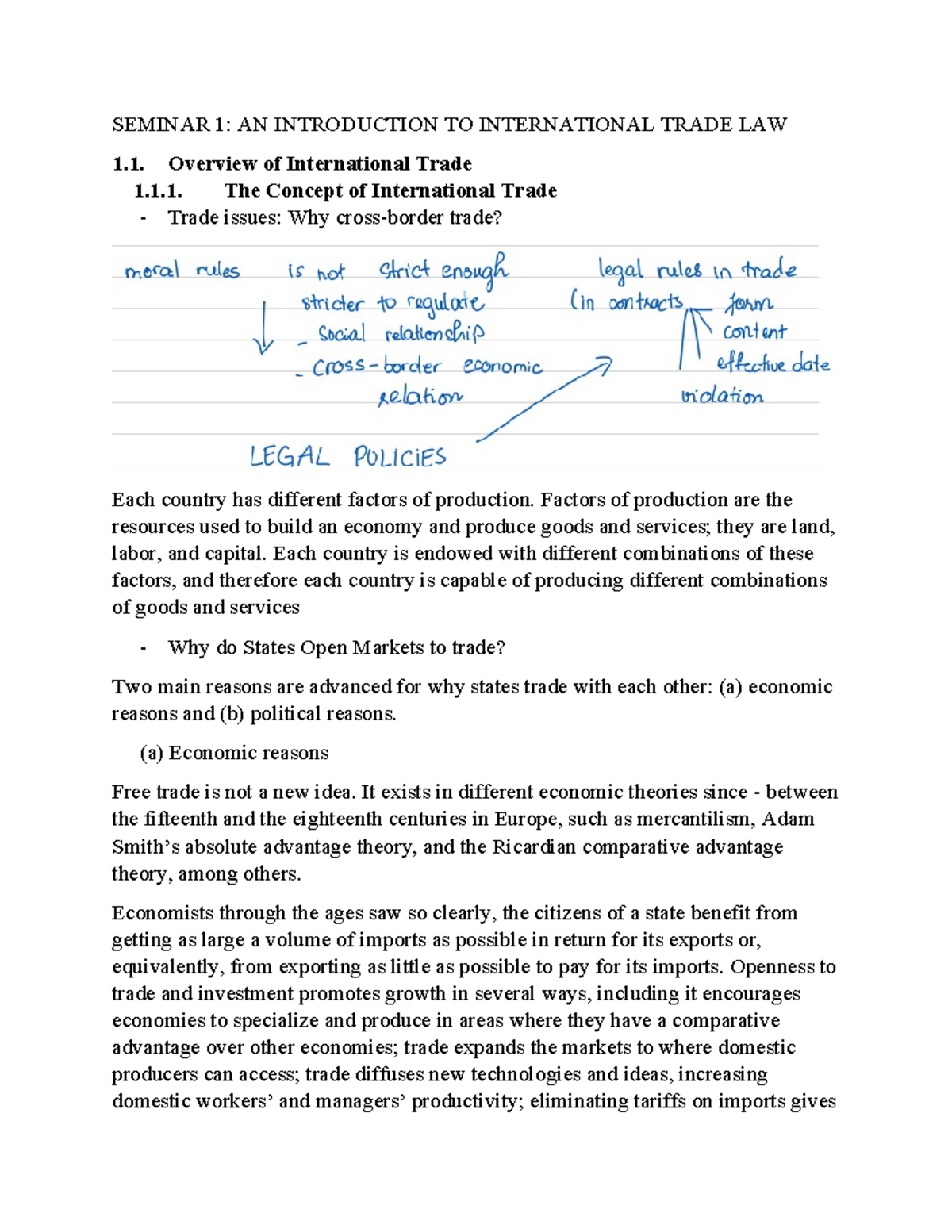 ITL - Seminar 1: Intro to International Trade Law & WTO Overview - Studocu