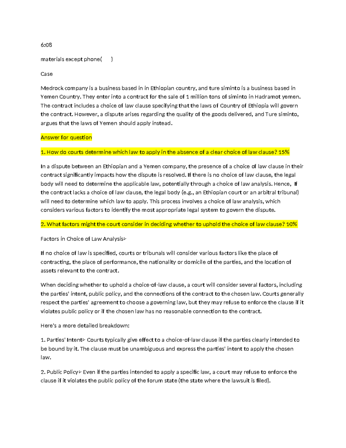 Conflict of Law Final Exam Answers (Course Code: 2) - Studocu