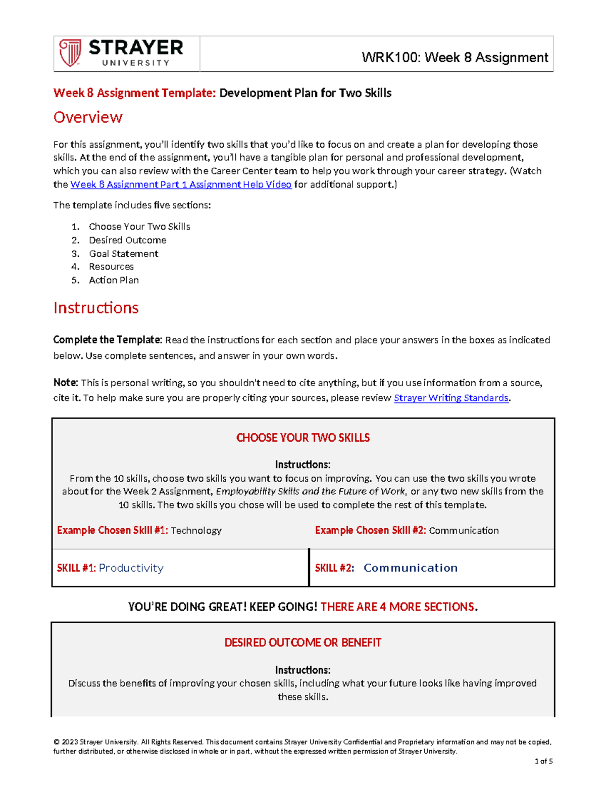 CM WRK100 Week8 Development Plan - Week 8 Assignment Template ...