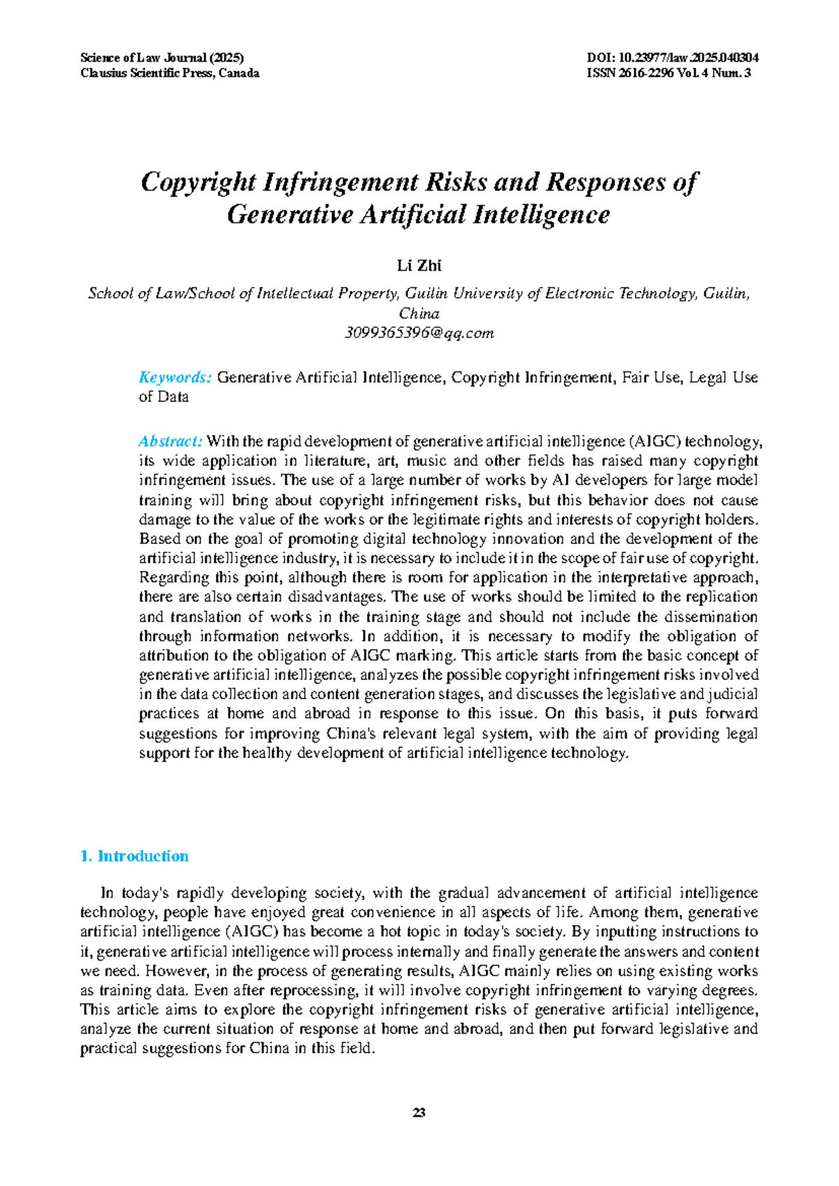Copyright Infringement Risks and Responses in Generative AI (2025 ...