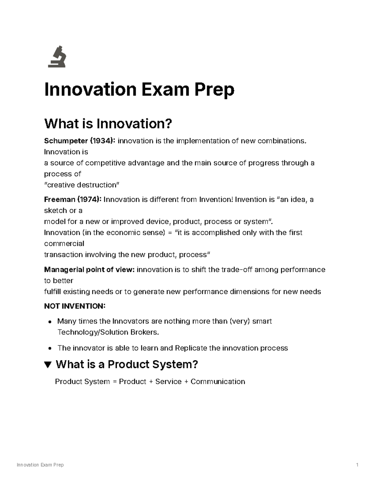 Innovation Exam Prep: Understanding Innovation Dynamics and Types - Studocu