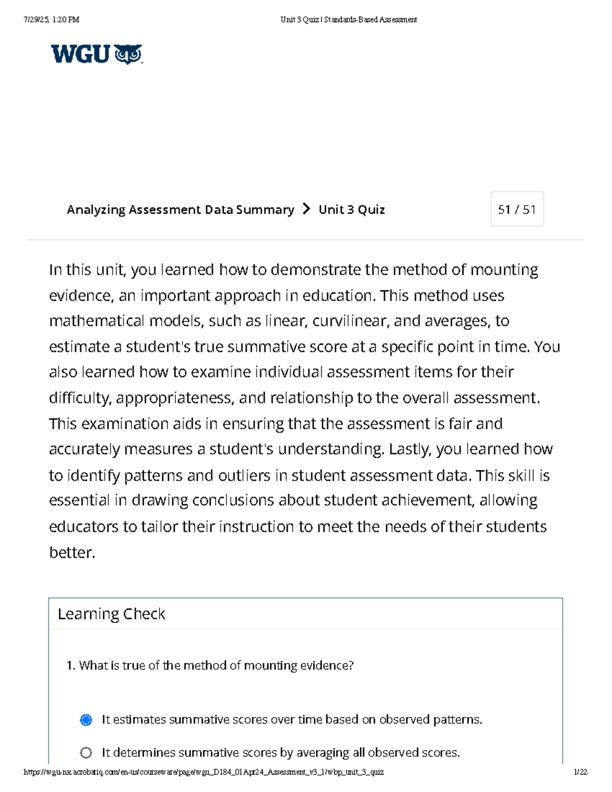 Unit 3 Quiz: Analyzing Assessment Data in Education - Studocu