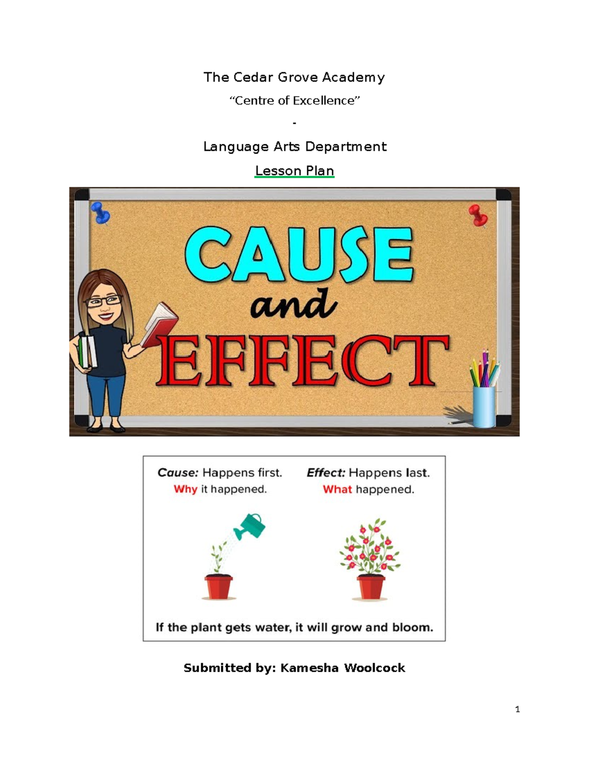 Lesson PLAN- Cause and Effect Relationships - The Cedar Grove Academy ...