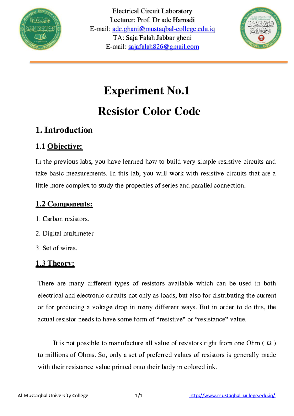 MUCLecture 2022: Understanding Resistor Color Code and Measurements ...