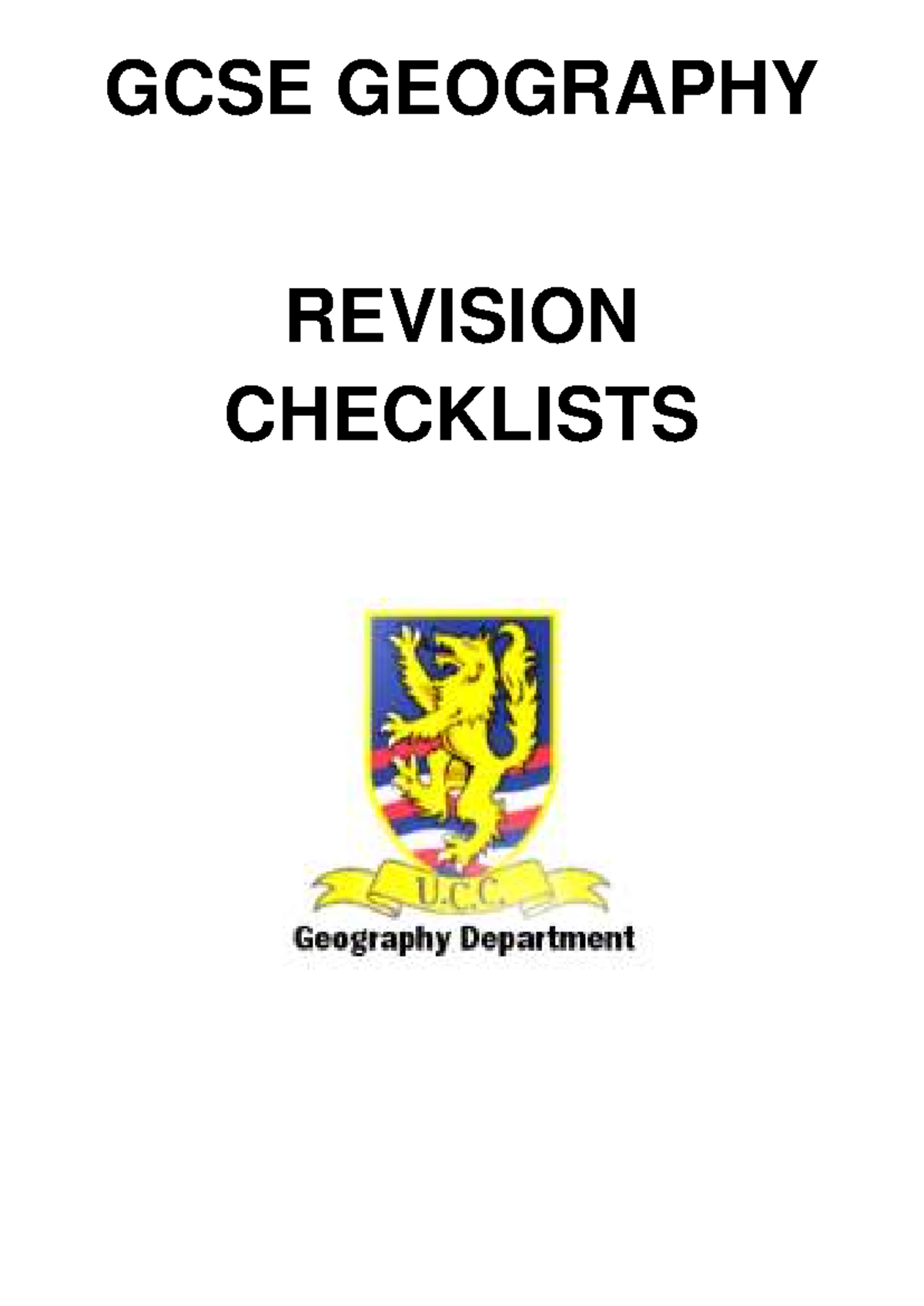 GCSE Geography Revision Checklist for Papers 1 to 3 - Studocu