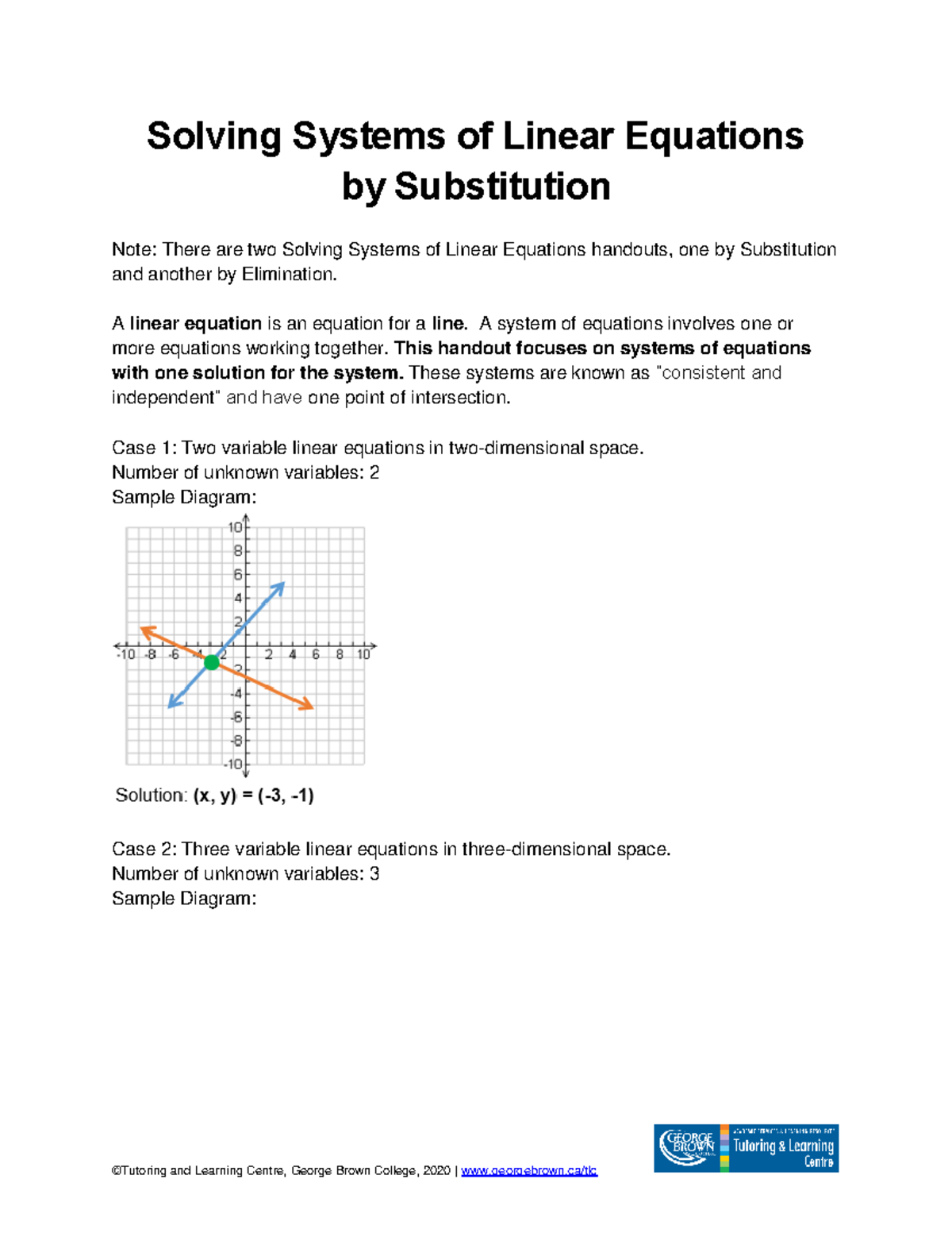 Solving Systems of Linear Equations - Substitution - lution: 1 (x ,, y ...
